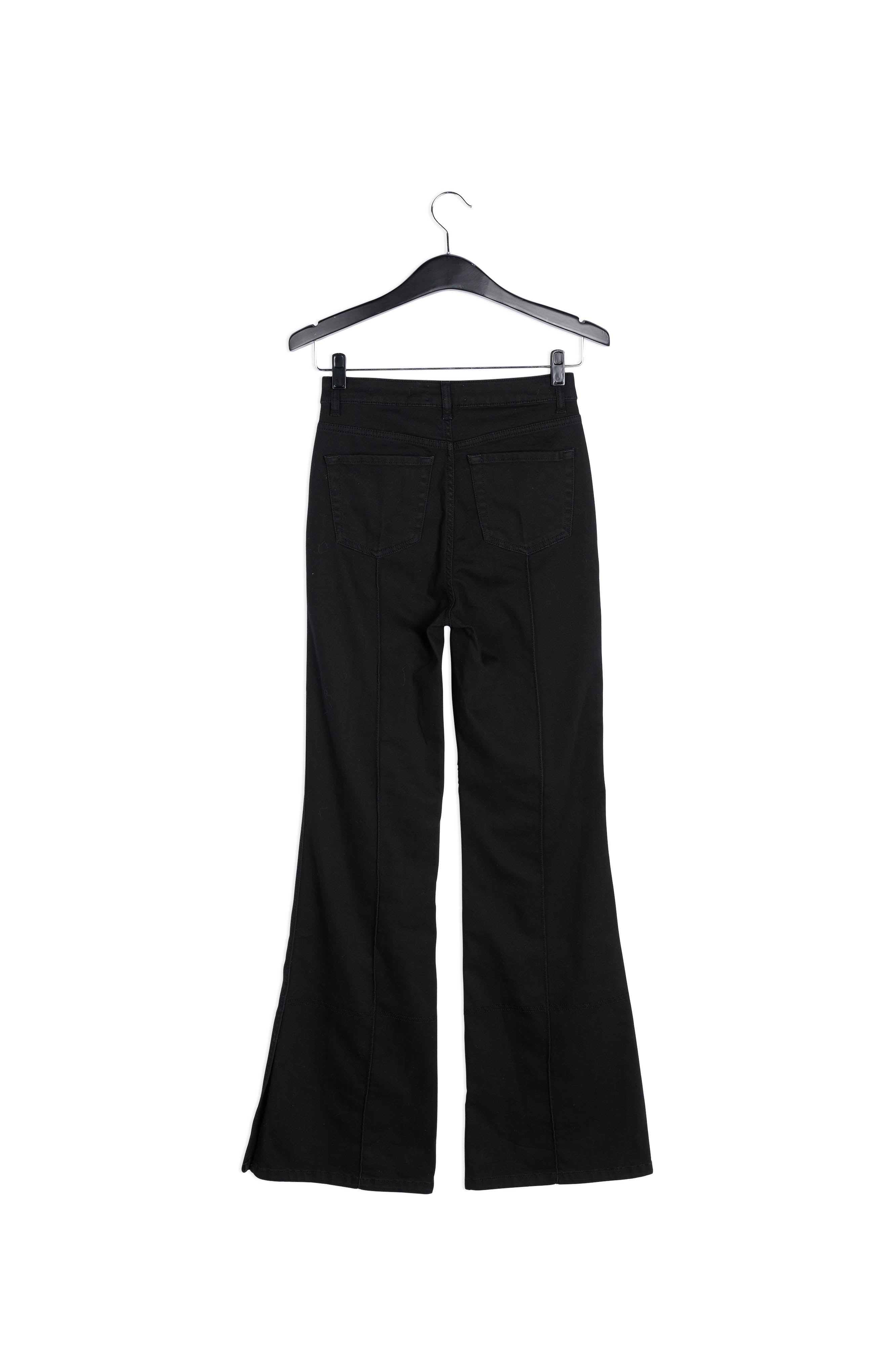 Zwarte katoenmix jeans met uitlopende pijpen RE—SSENTIEL | Essentiel second hand