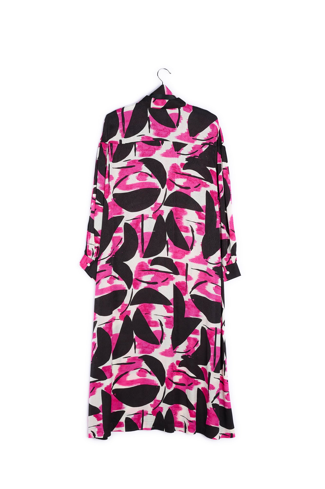 Fuchsia, black and white abstract print midi dress RE—SSENTIEL | Essentiel second hand