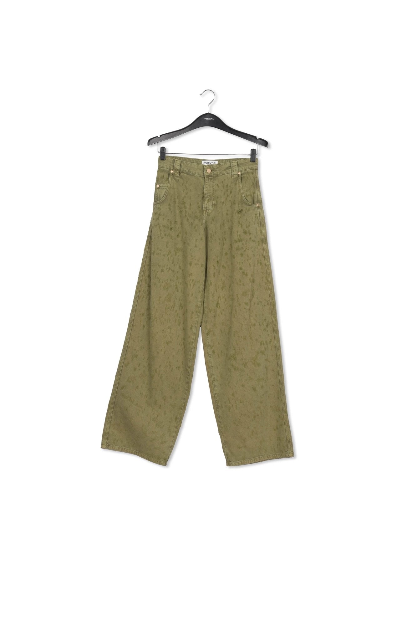 Khaki denim distressed wide-leg jeans RE—SSENTIEL | Essentiel second hand