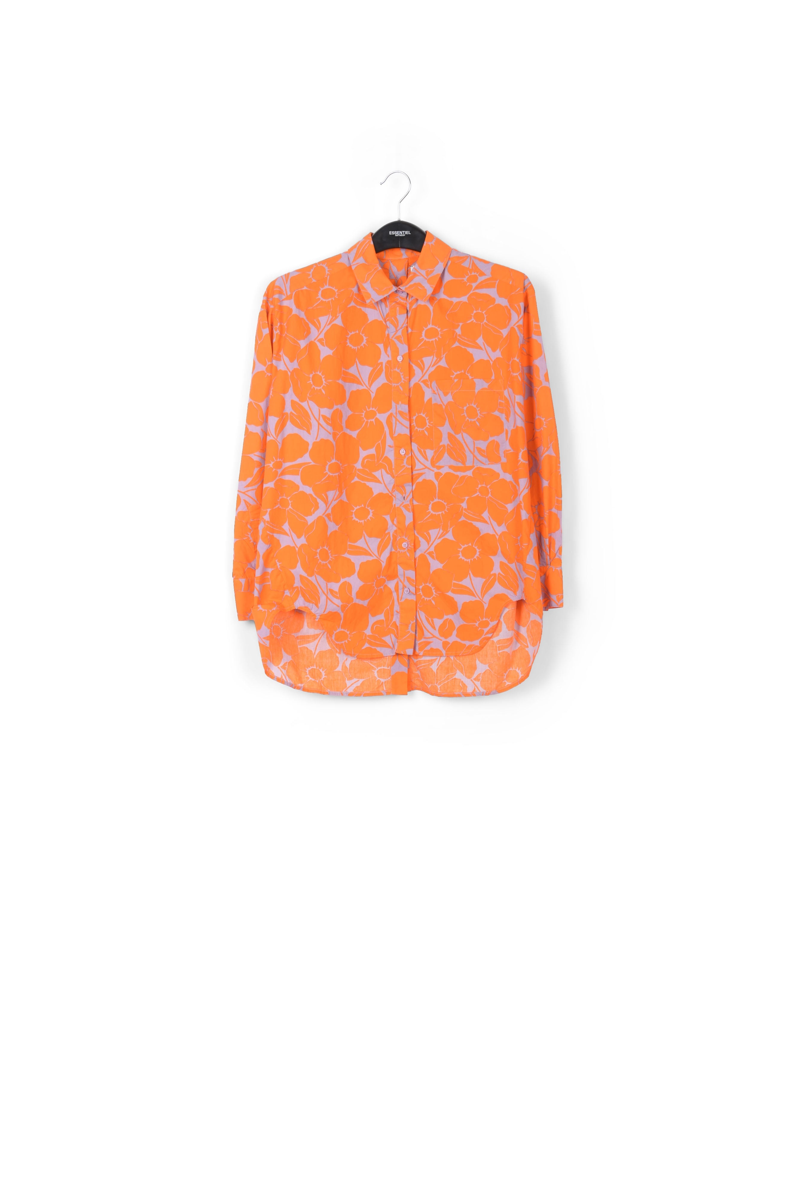 Lilac and orange cotton shirt with floral print RE—SSENTIEL | Essentiel second hand