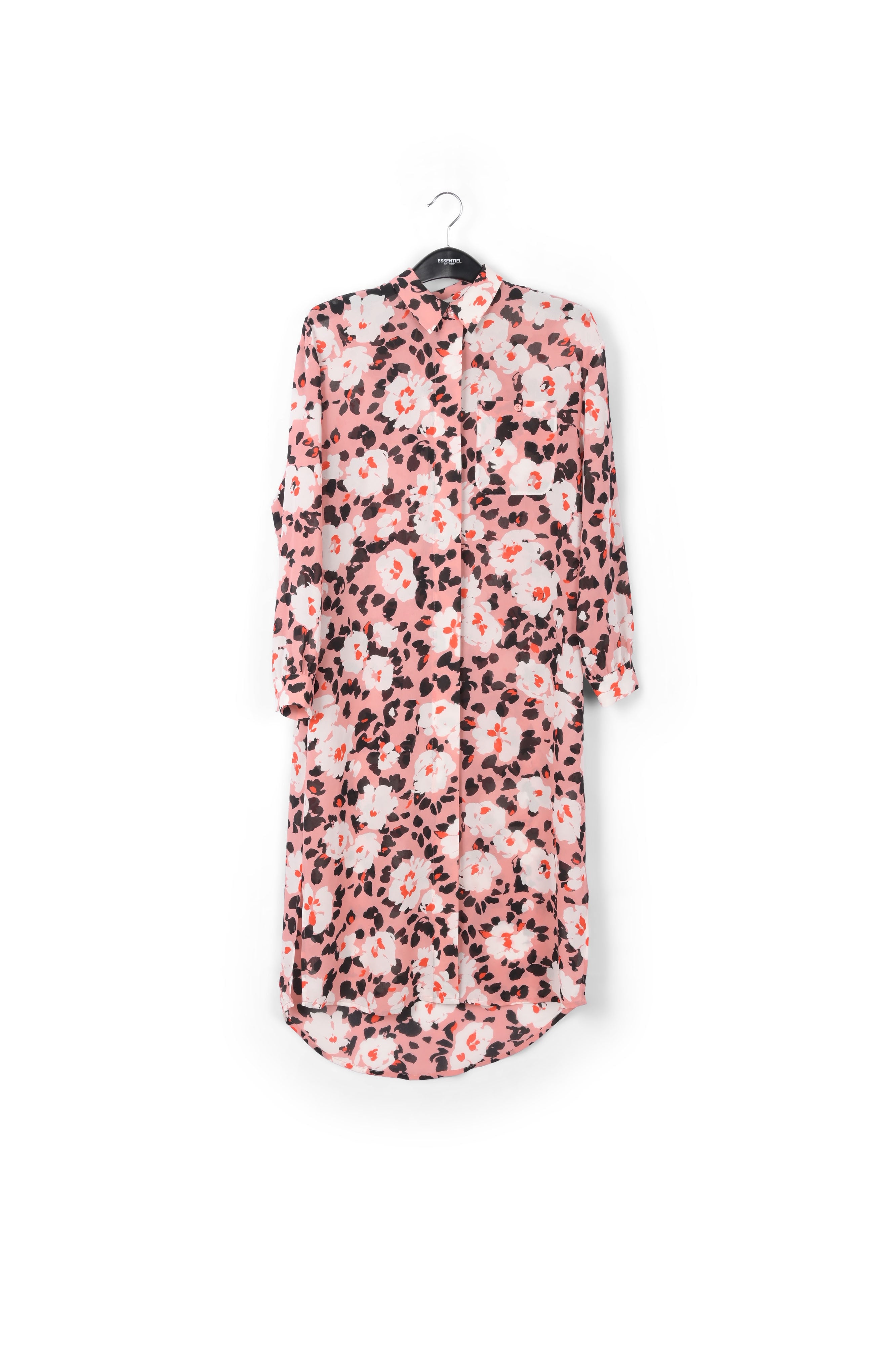 Pink floral-print shirt dress RE—SSENTIEL | Essentiel second hand