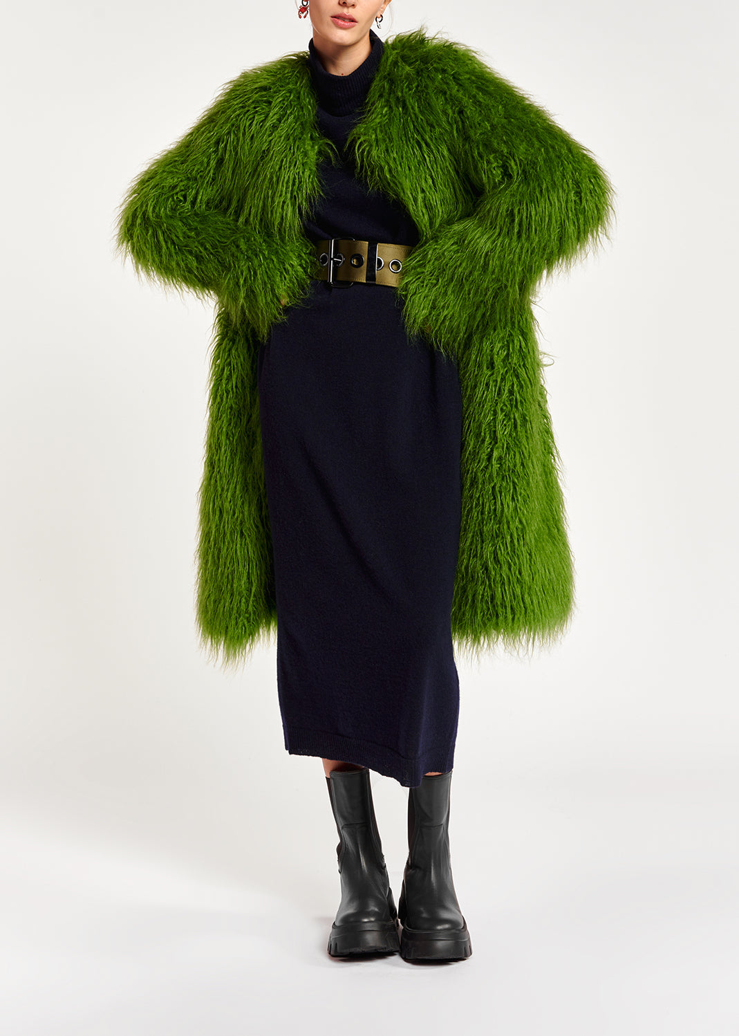 Dark blue midi-length merino wool blend knit dress RE—SSENTIEL | Essentiel second hand