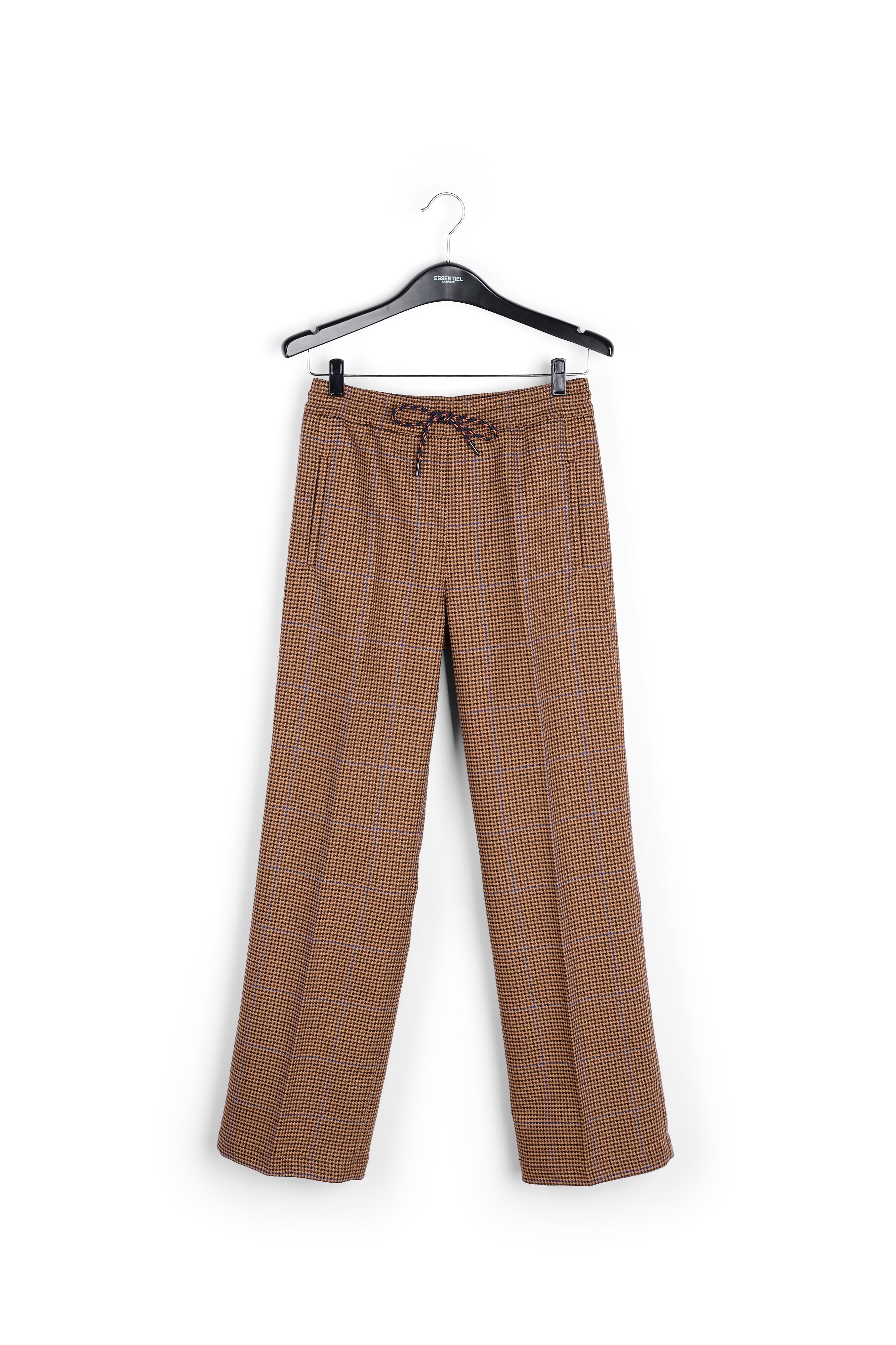 Pantalon pied-de-poule rouge et marron RE—SSENTIEL | Essentiel second hand