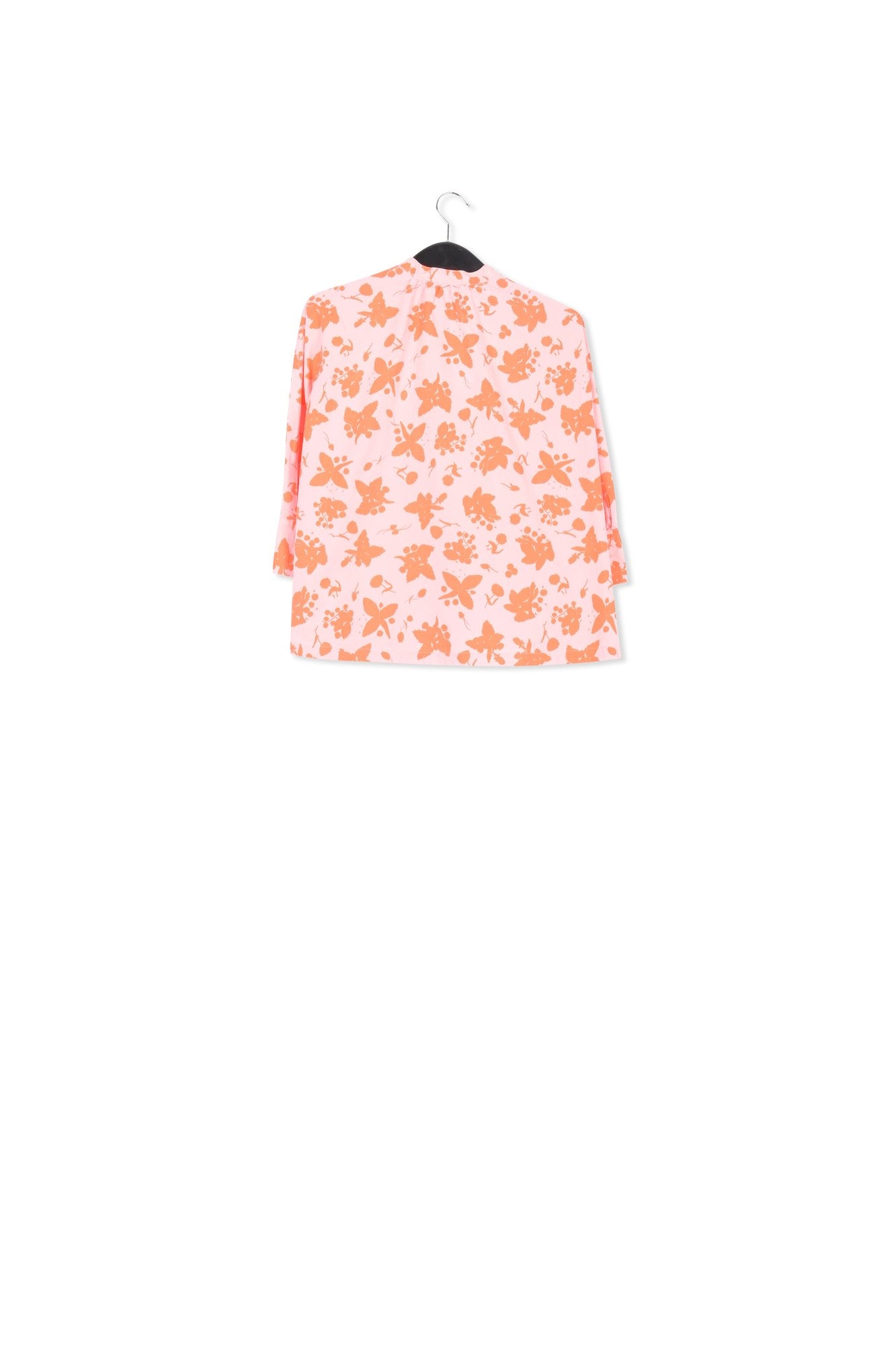 Light pink and red floral print cotton shirt RE—SSENTIEL | Essentiel second hand