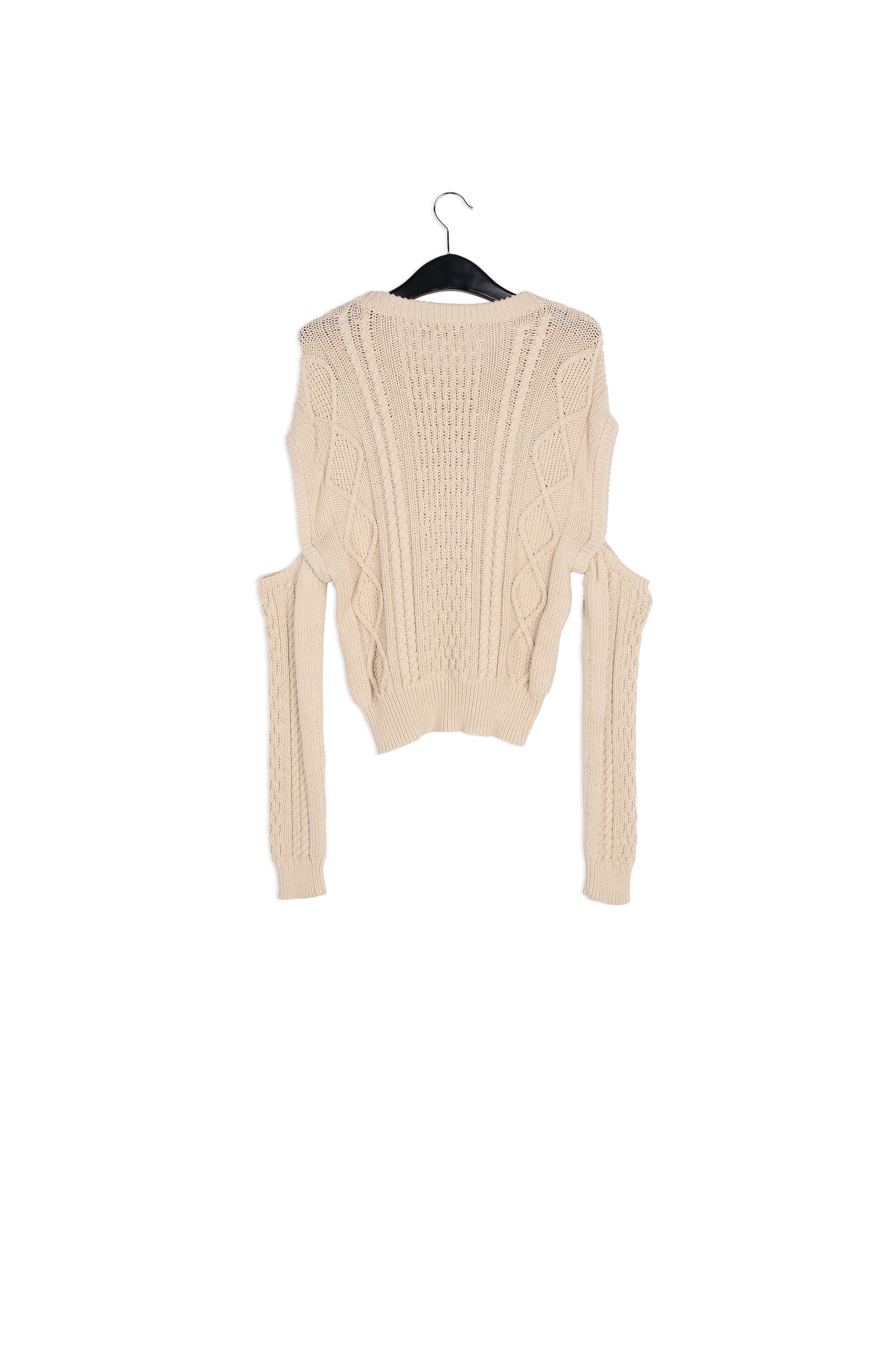 Ecru cable-knitted sweater with detachable sleeves RE—SSENTIEL | Essentiel second hand