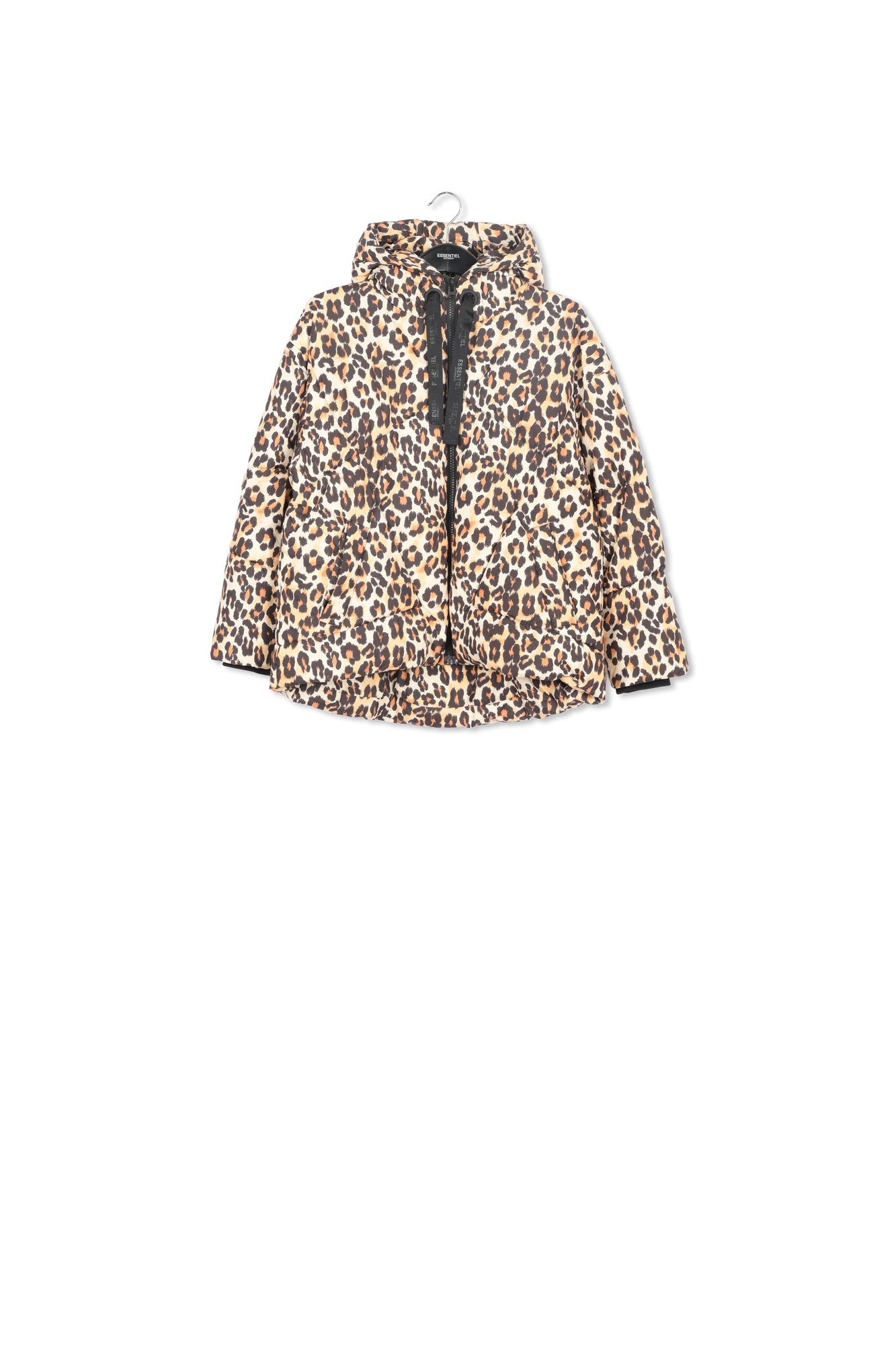 Leopard-print hooded puffer jacket RE—SSENTIEL | Essentiel second hand