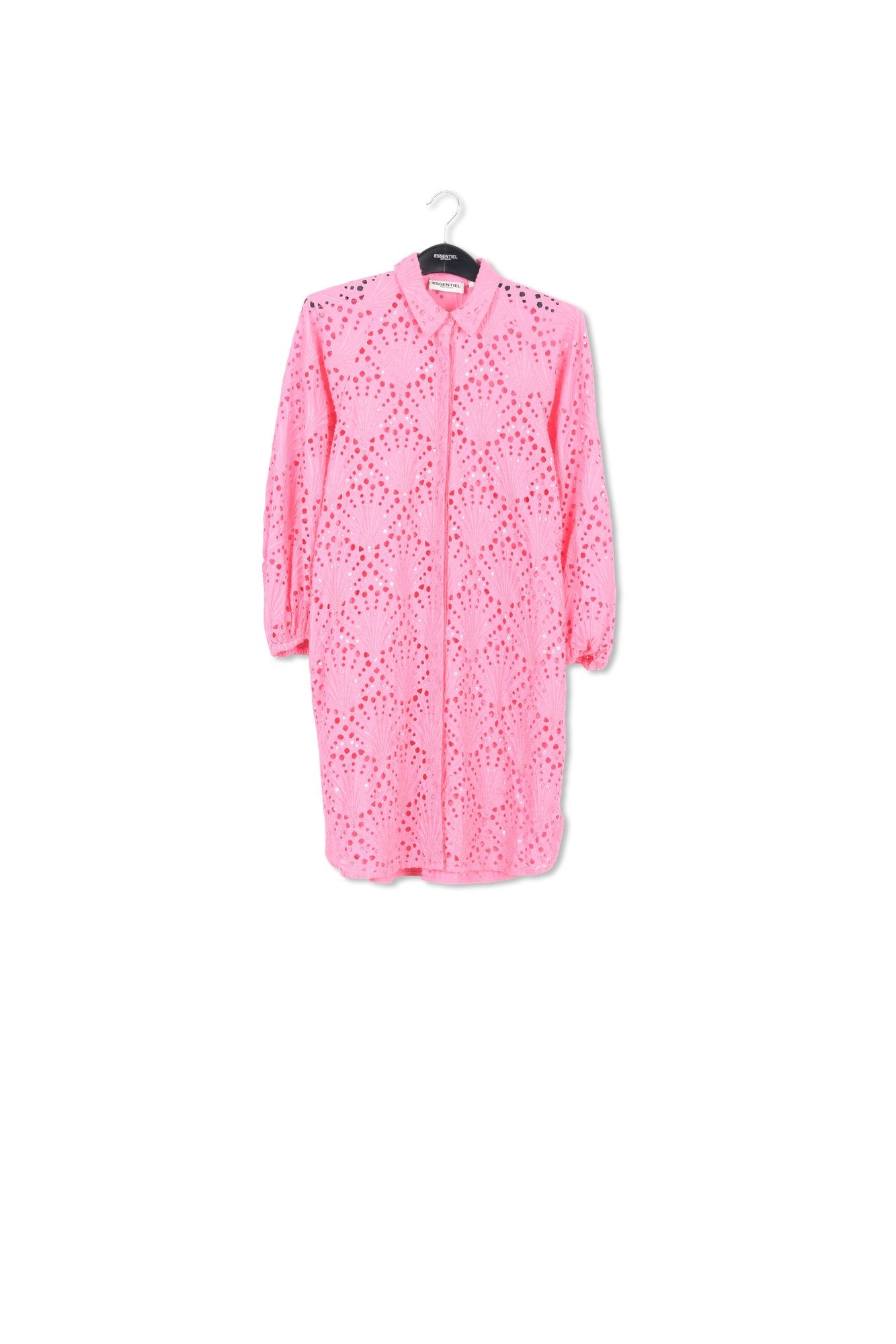 Pink broderie anglaise cotton knee-length dress RE—SSENTIEL | Essentiel second hand