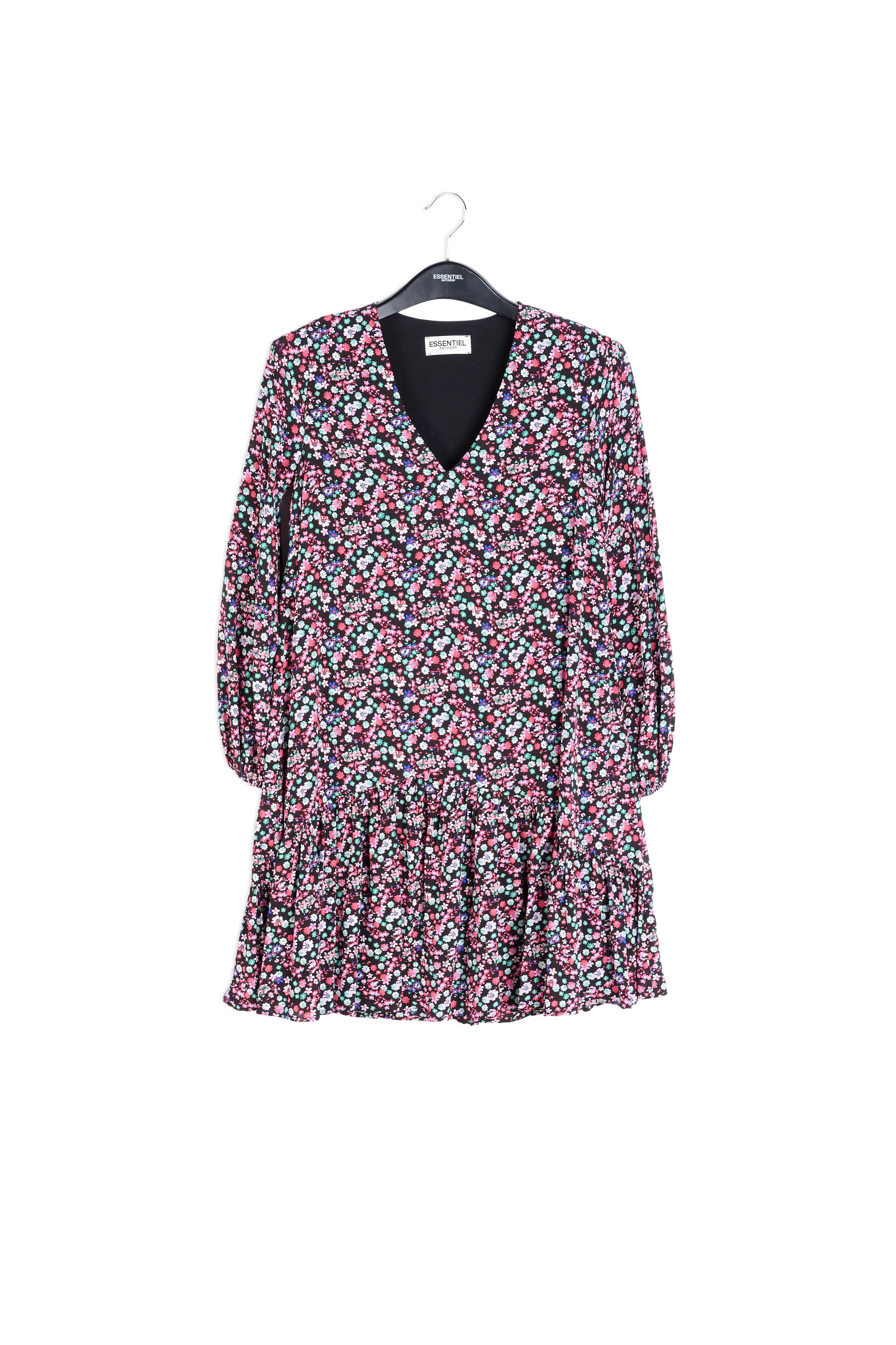 Mini robe noire à imprimé floral RE—SSENTIEL | Essentiel second hand