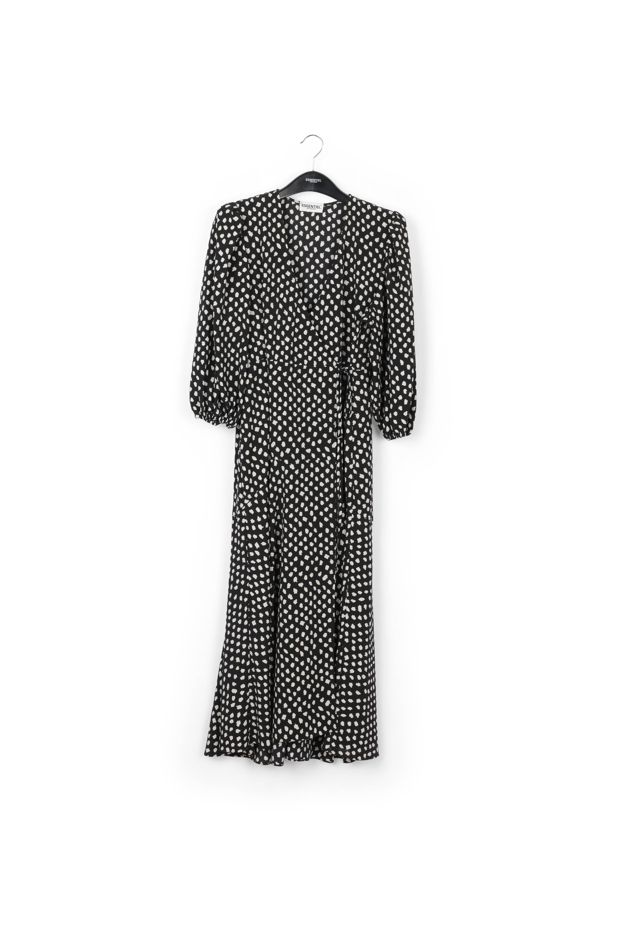 Black polka dot wrap maxi dress RE—SSENTIEL | Essentiel second hand