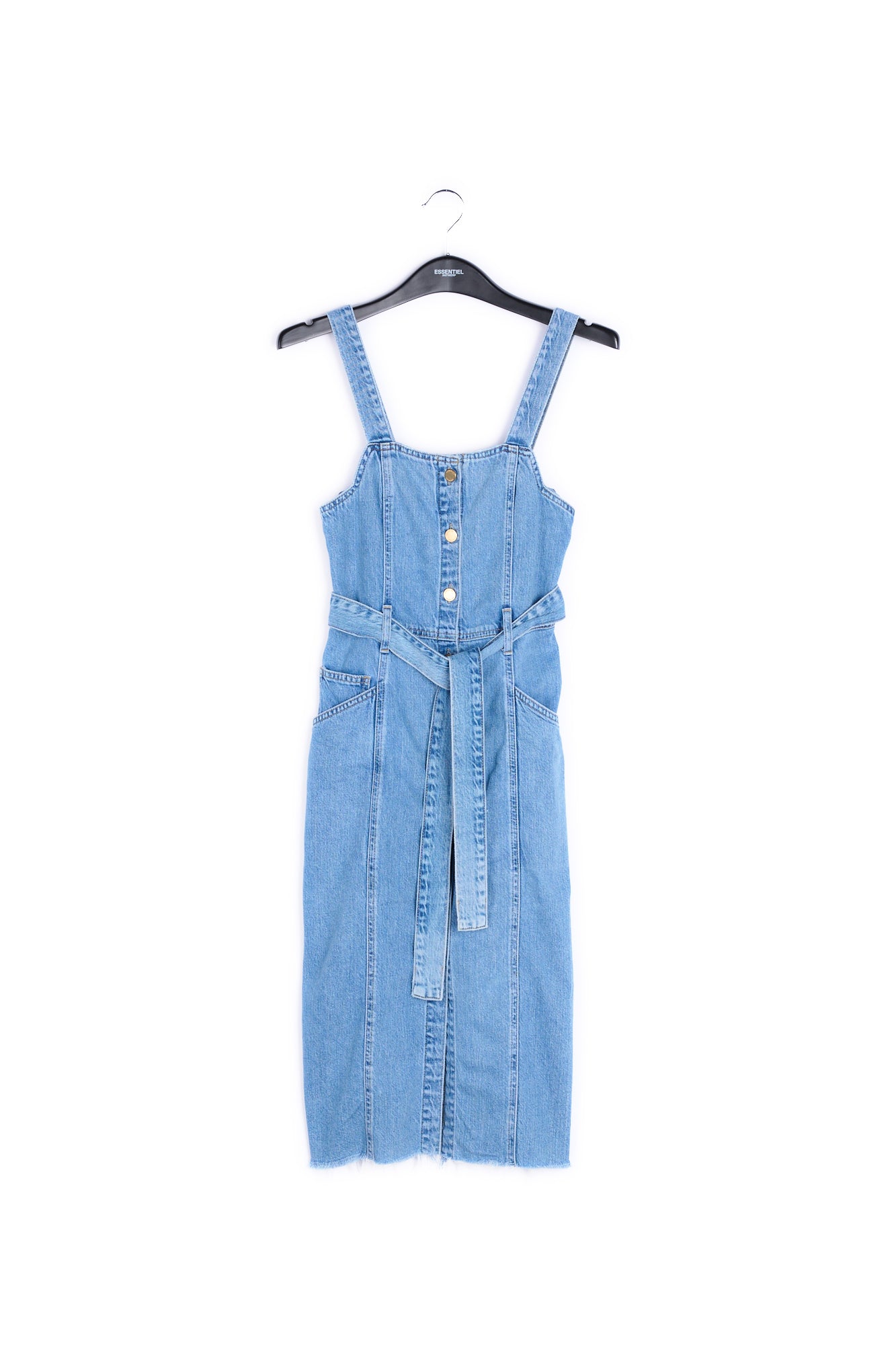 Dark blue belted denim mini dress RE—SSENTIEL | Essentiel second hand