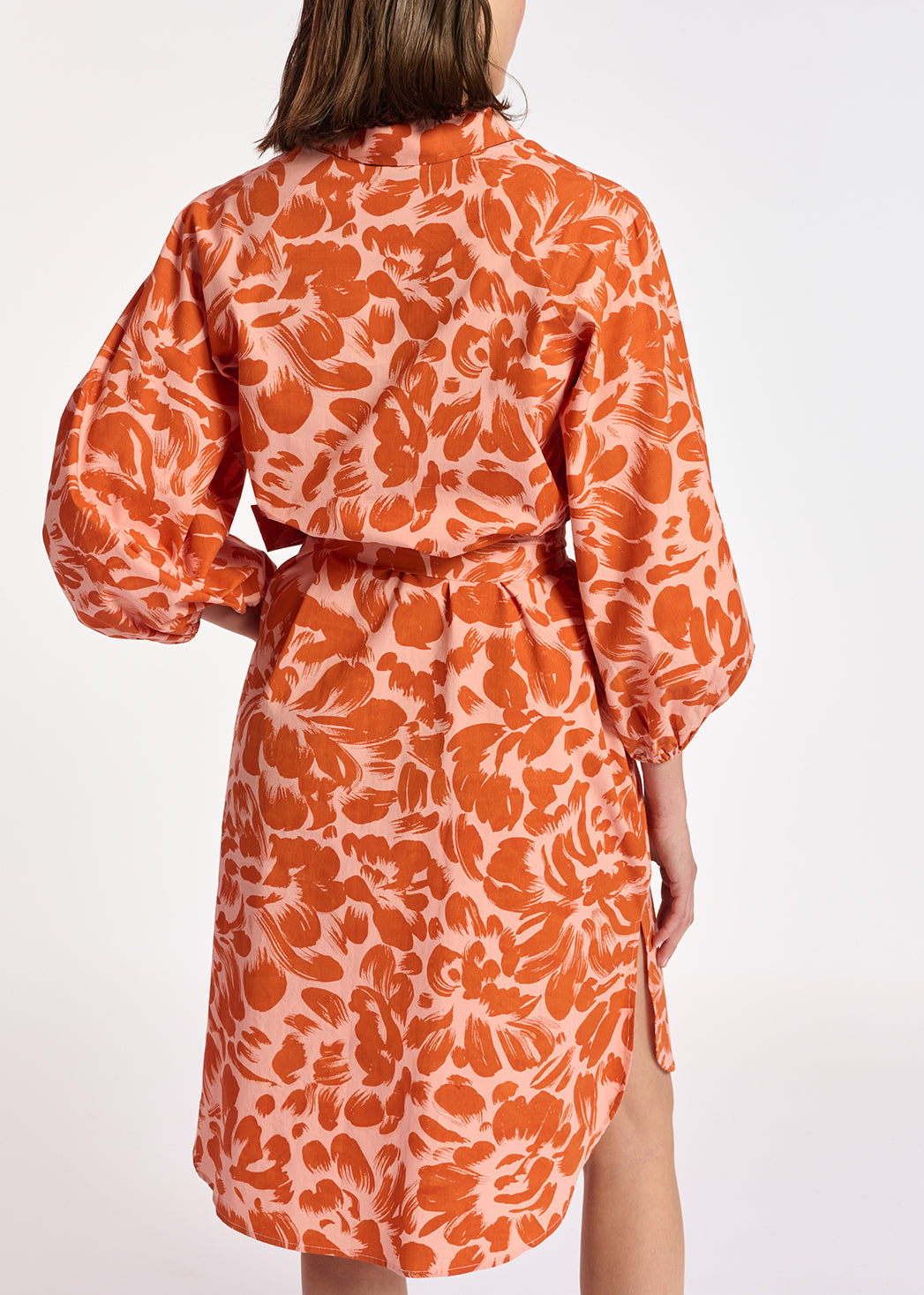 Mini-jurk met lichtroze en oranje bloemenprint RE—SSENTIEL | Essentiel second hand