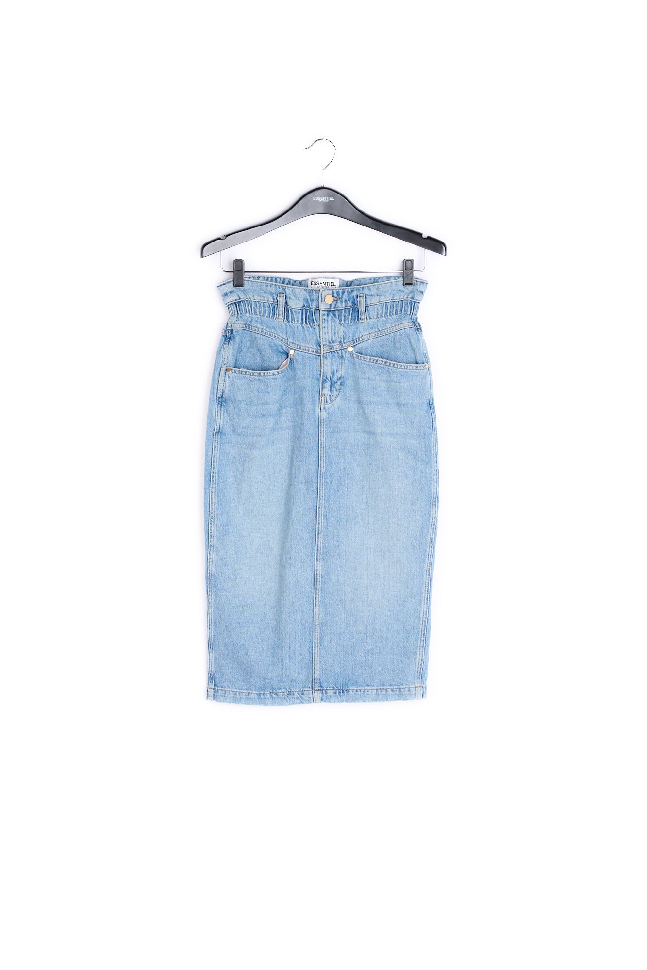 Blue high-waisted denim pencil skirt RE—SSENTIEL | Essentiel second hand
