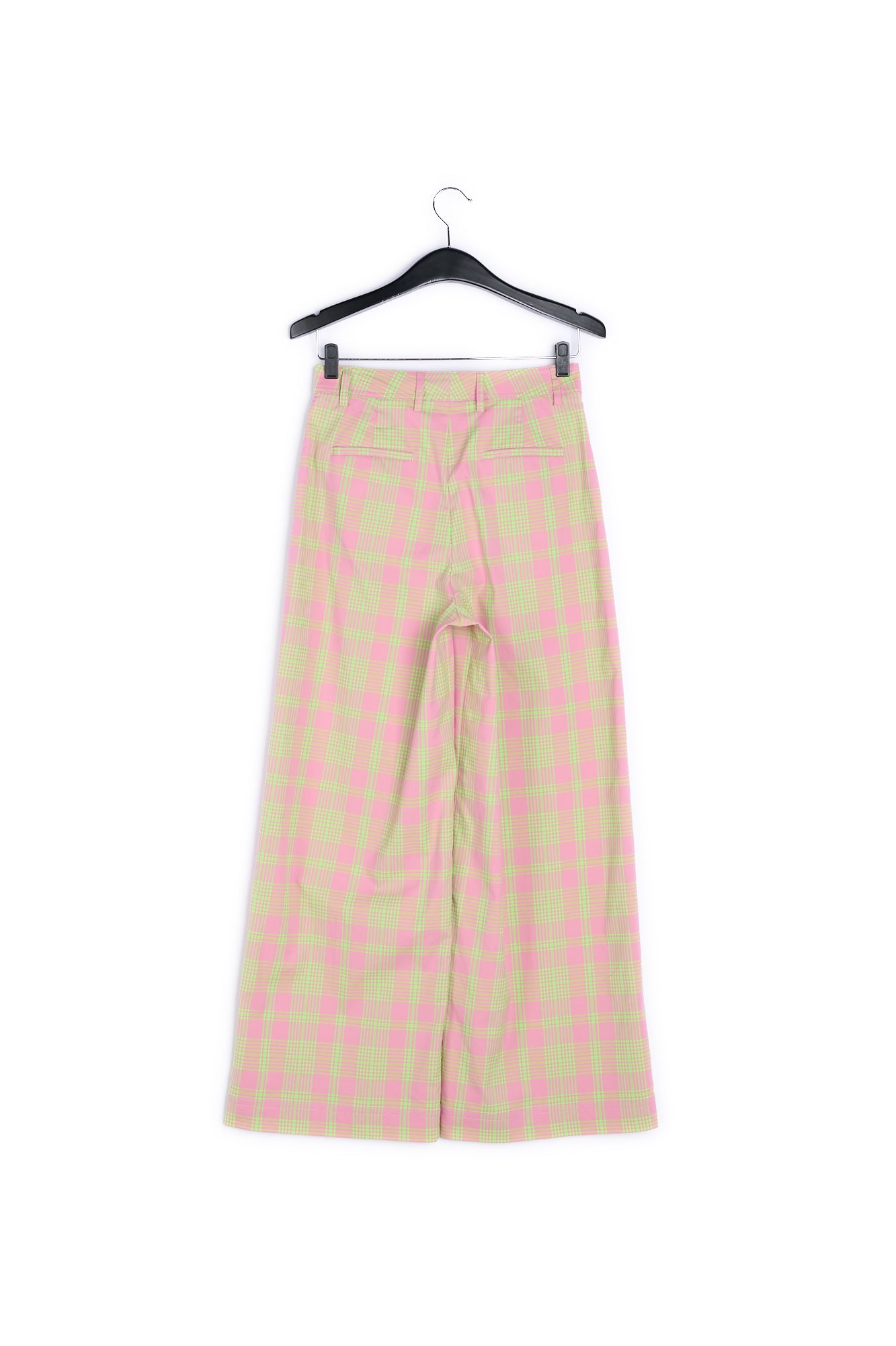 Dusty pink plaid wide-leg pants RE—SSENTIEL | Essentiel second hand