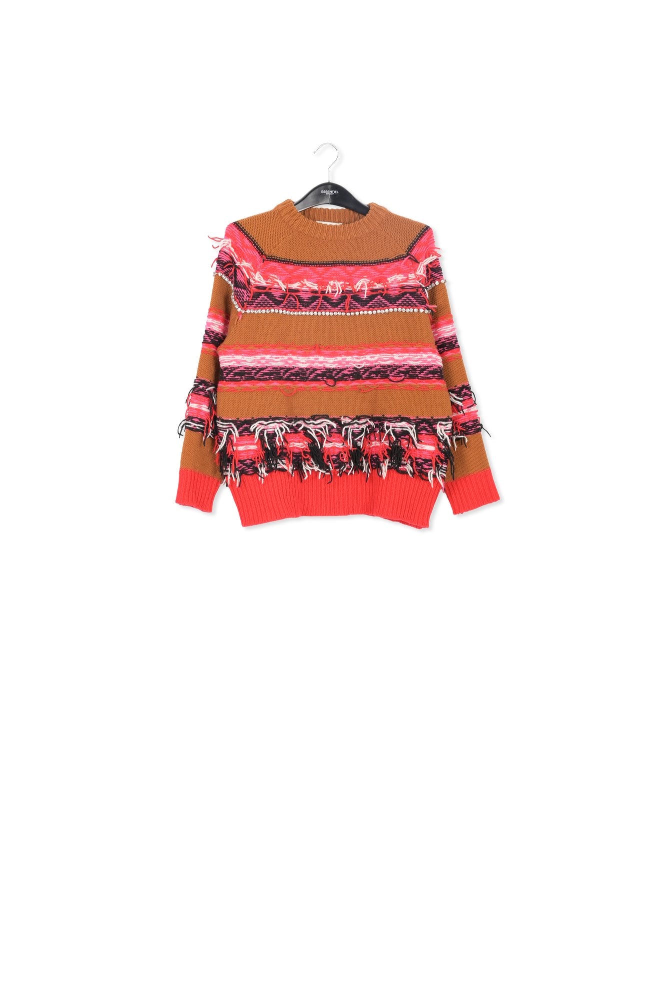 Pull à  l'envers camel, rouge et blanc RE—SSENTIEL | Essentiel second hand