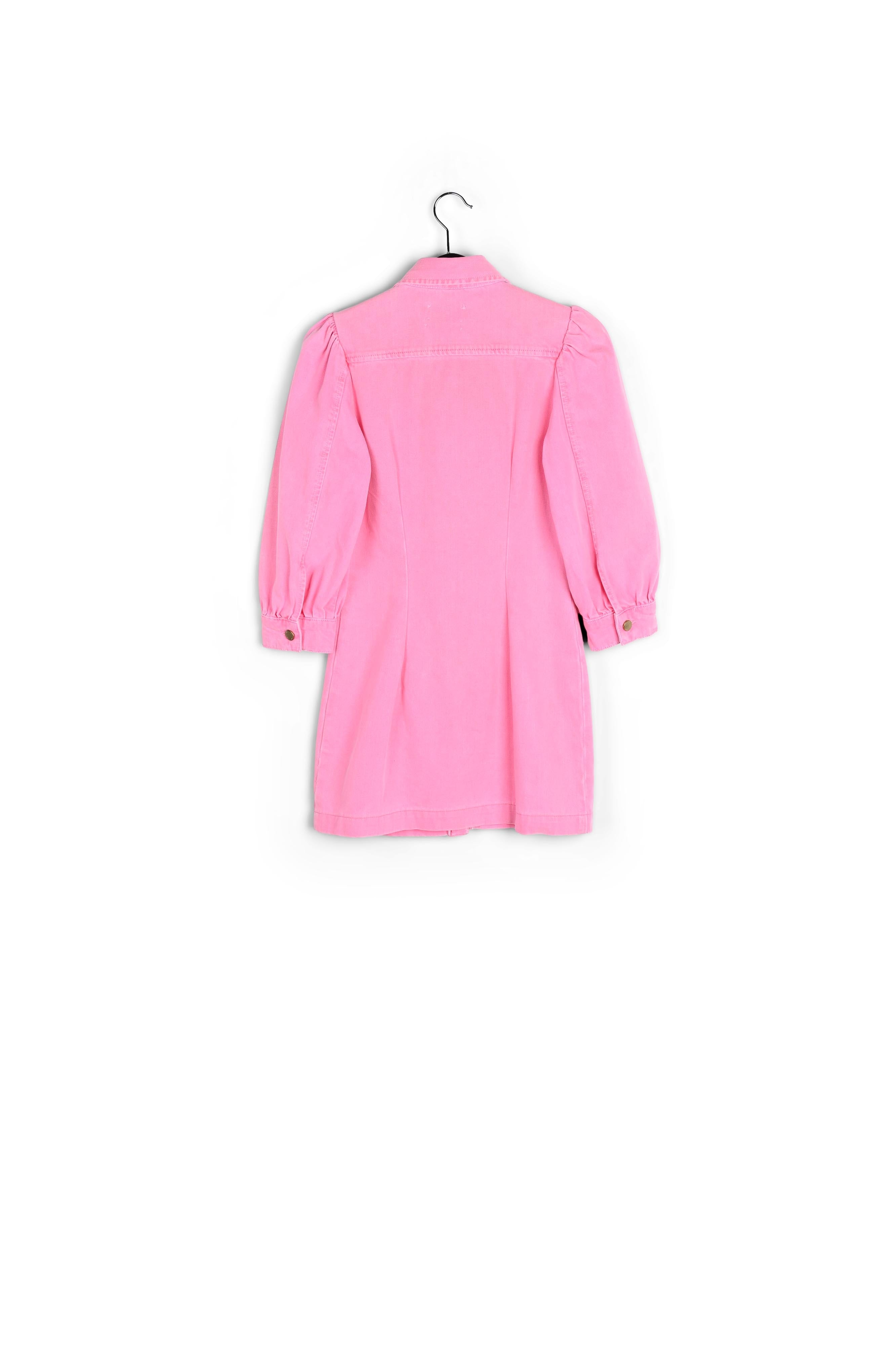 Neonroze jeans mini-jurk met ballonmouwen RE—SSENTIEL | Essentiel second hand