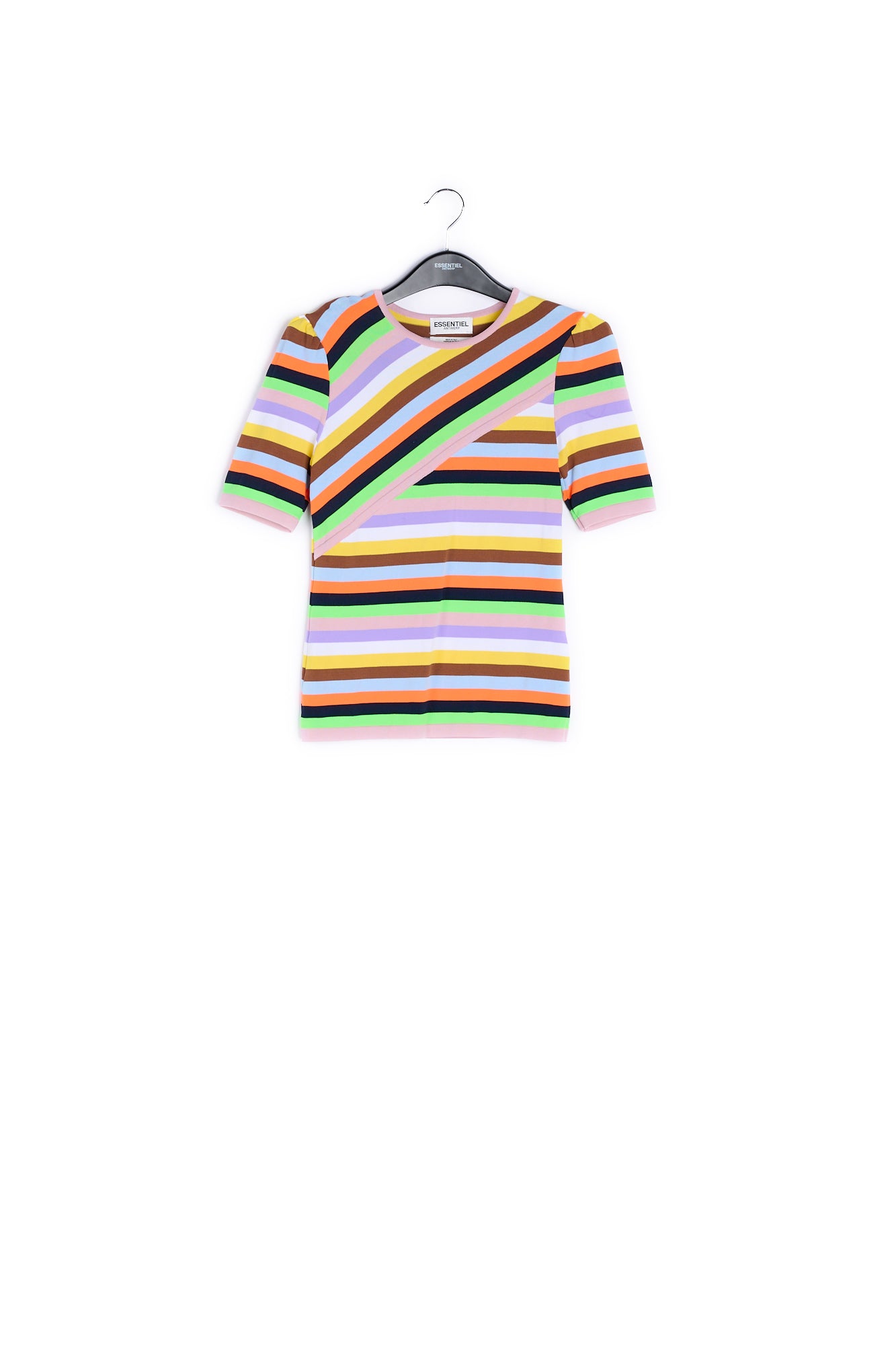 Multicolored striped puff sleeve top RE—SSENTIEL | Essentiel second hand