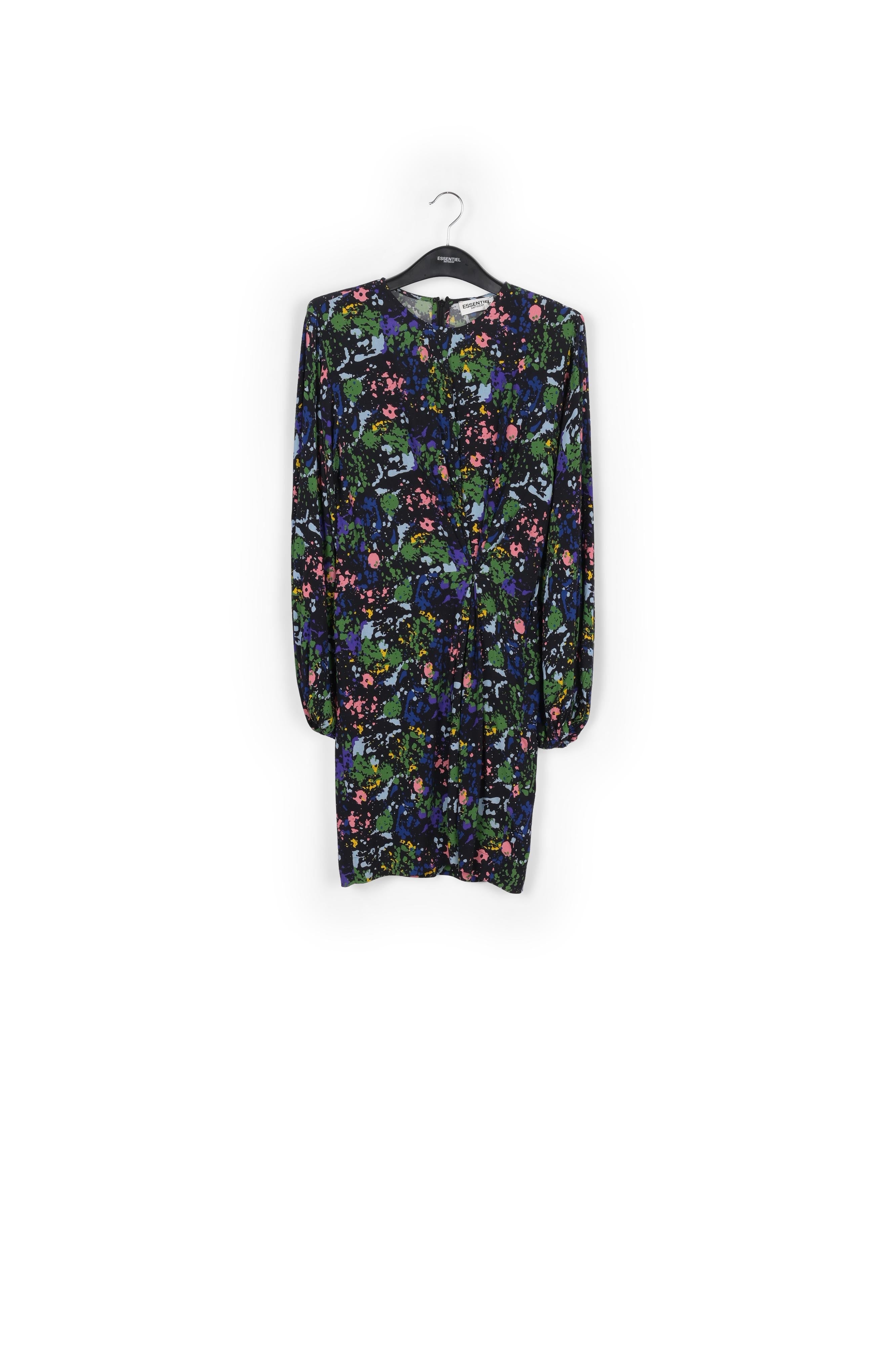 Black and blue floral print mini dress RE—SSENTIEL | Essentiel second hand