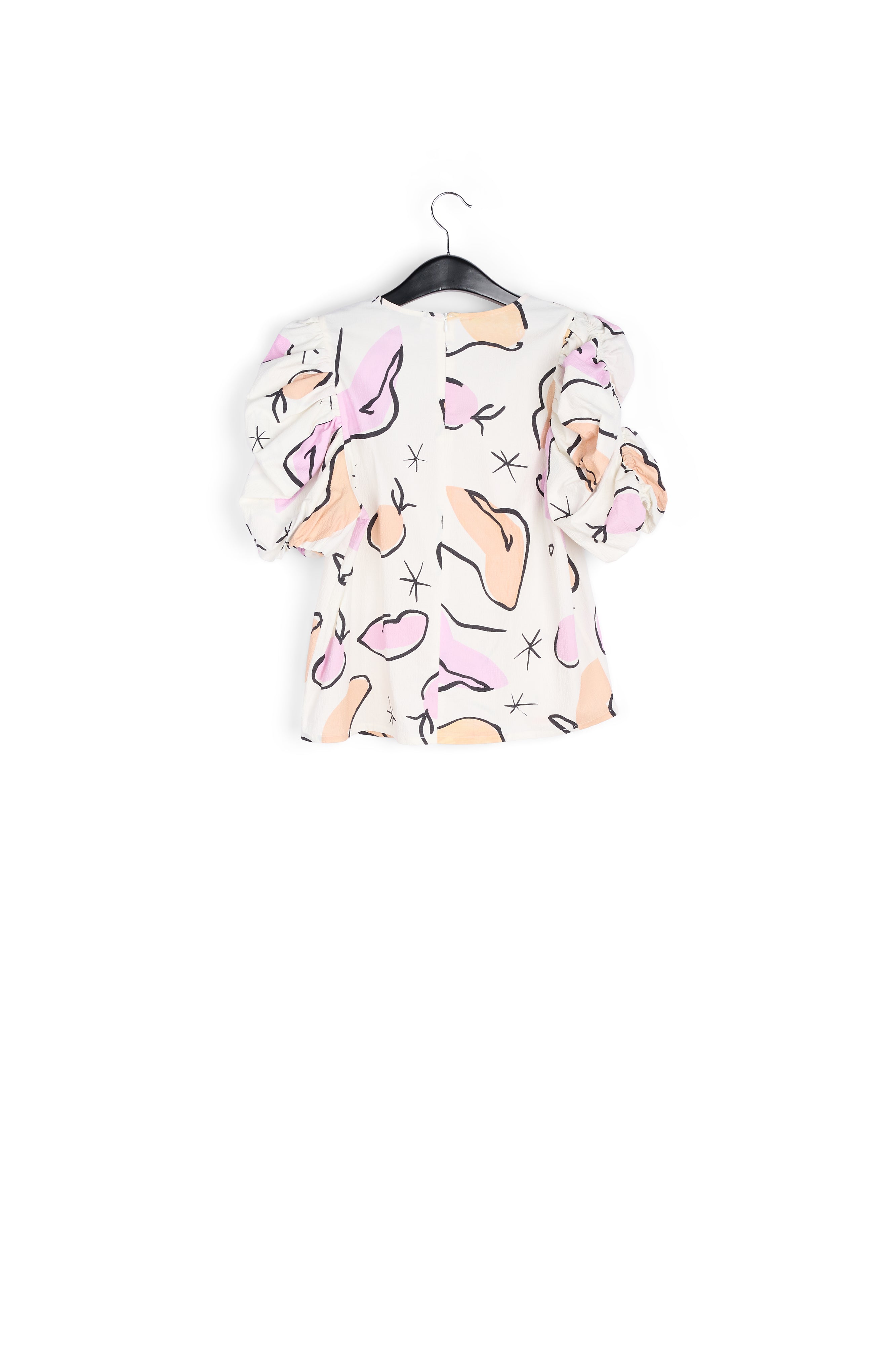 Light pink puffed sleeve top RE—SSENTIEL | Essentiel second hand