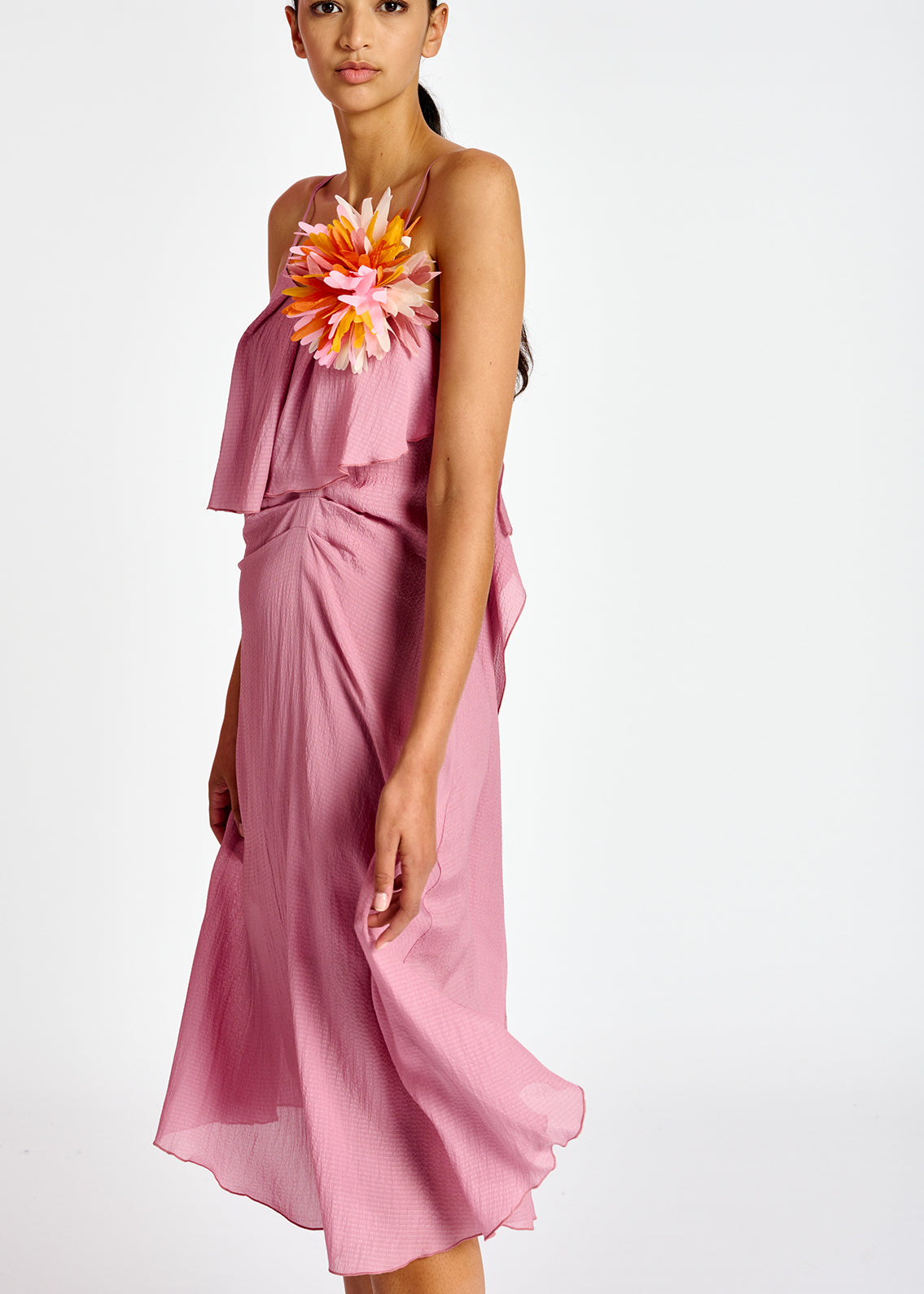 Lilac viscose-silk asymmetrical midi dress RE—SSENTIEL | Essentiel second hand