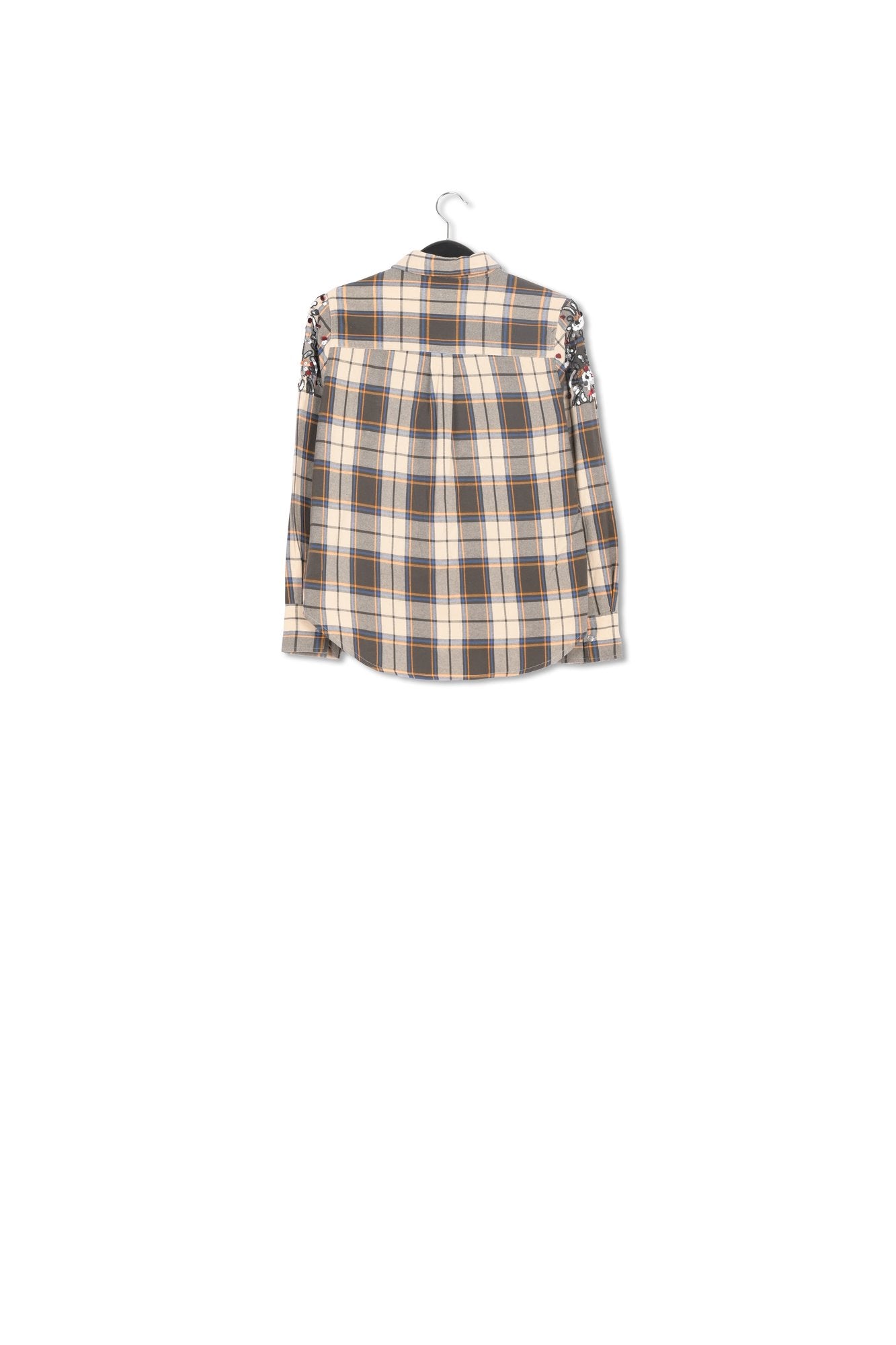 Beige checked cotton shirt with embroidery RE—SSENTIEL | Essentiel second hand