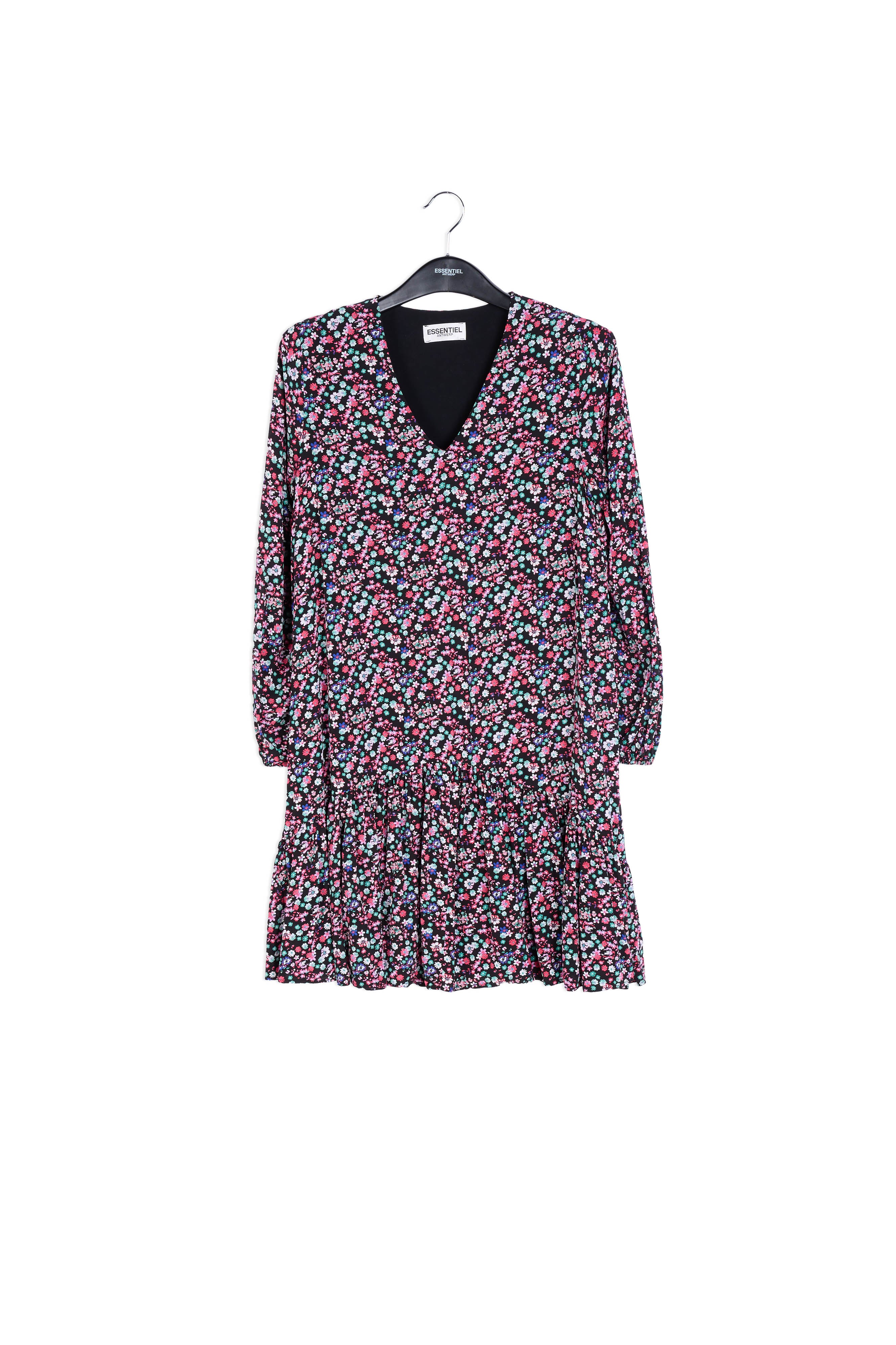Mini robe noire à imprimé floral RE—SSENTIEL | Essentiel second hand