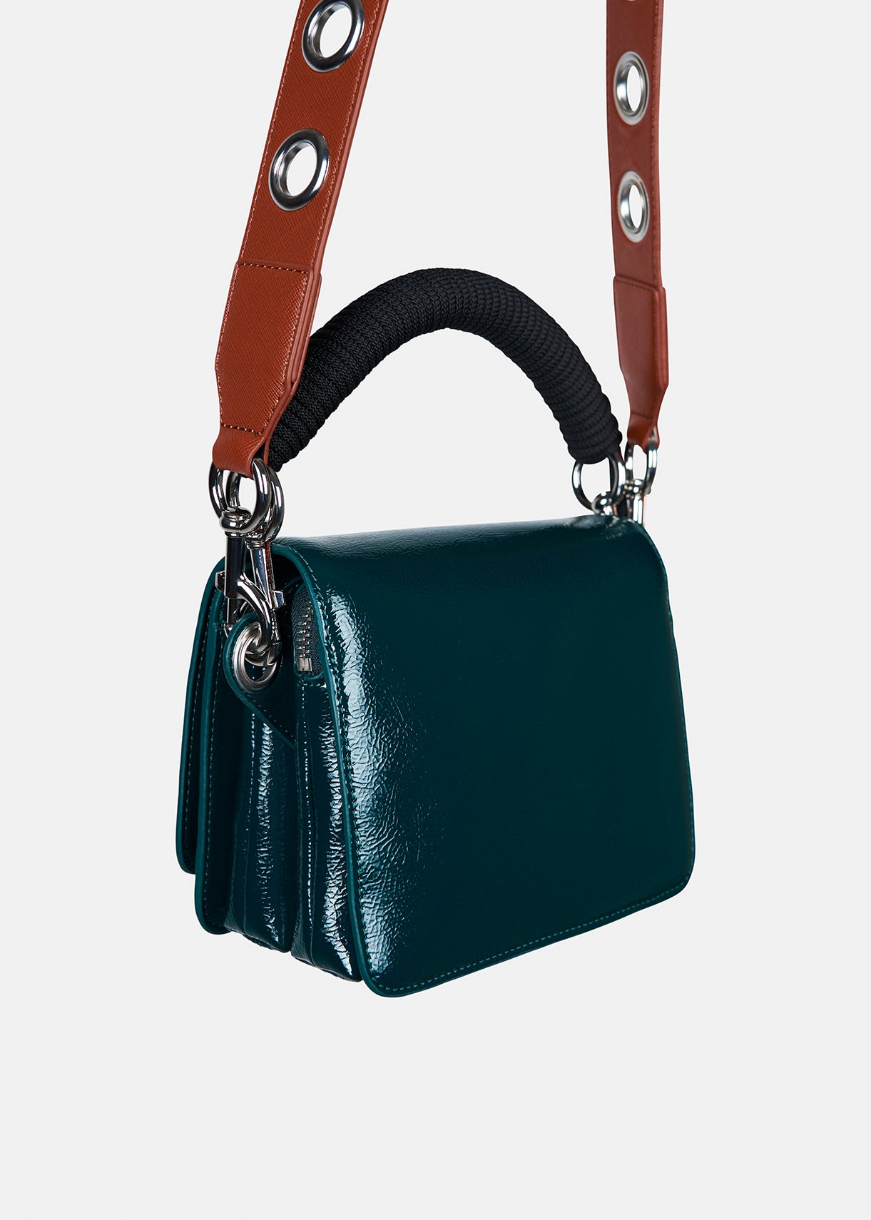 Glossy dark green shoulder bag RE—SSENTIEL | Essentiel second hand
