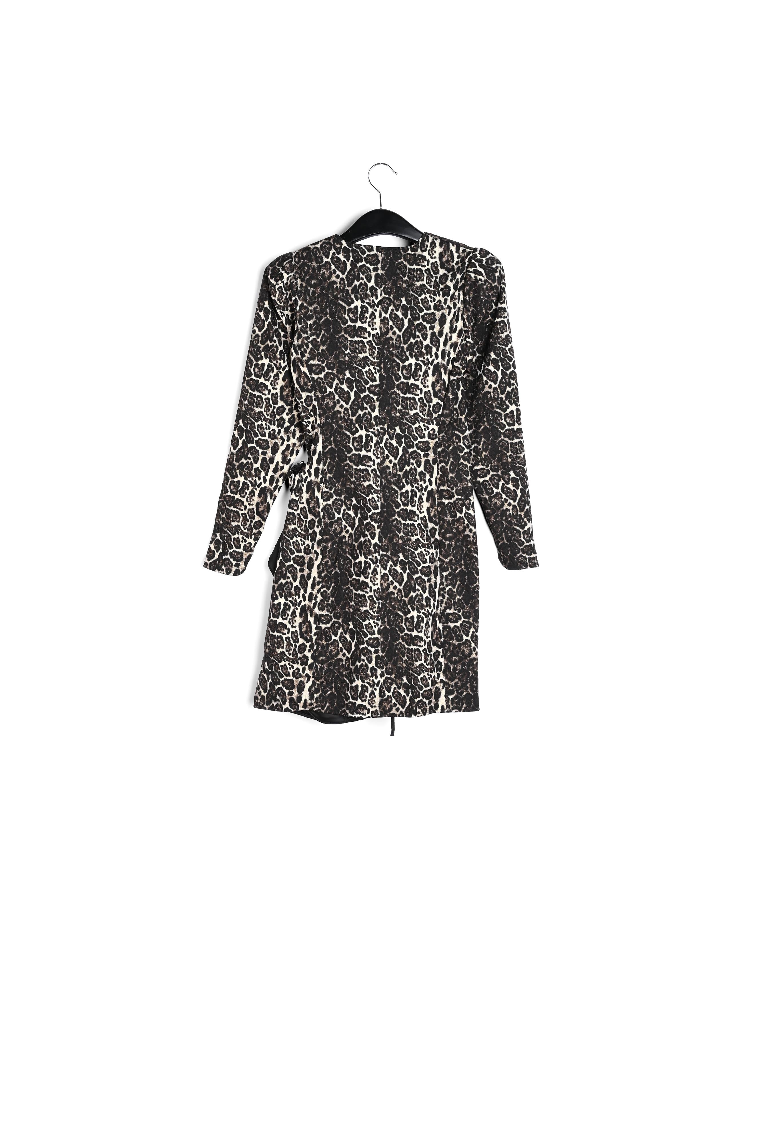 Asymmetrische mini-wikkeljurk met luipaardprint RE—SSENTIEL | Essentiel second hand