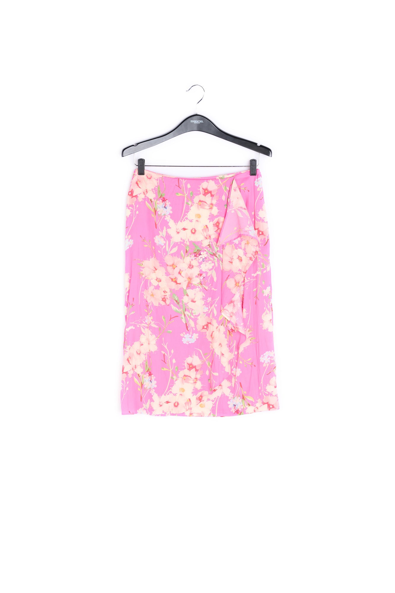 Pink floral skirt with swishy platted panel RE—SSENTIEL | Essentiel second hand
