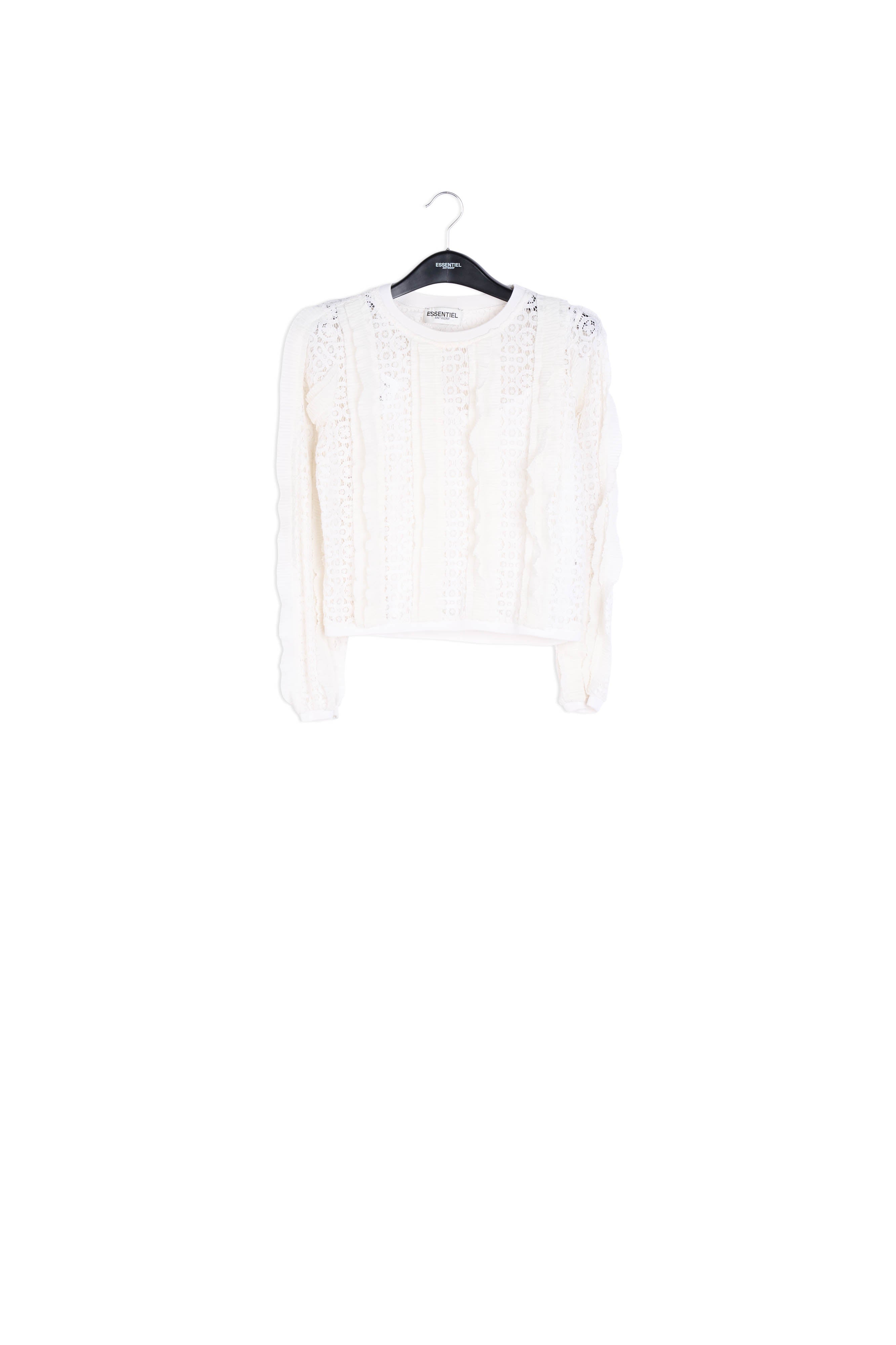 Off-white lace top with ruffles RE—SSENTIEL | Essentiel second hand