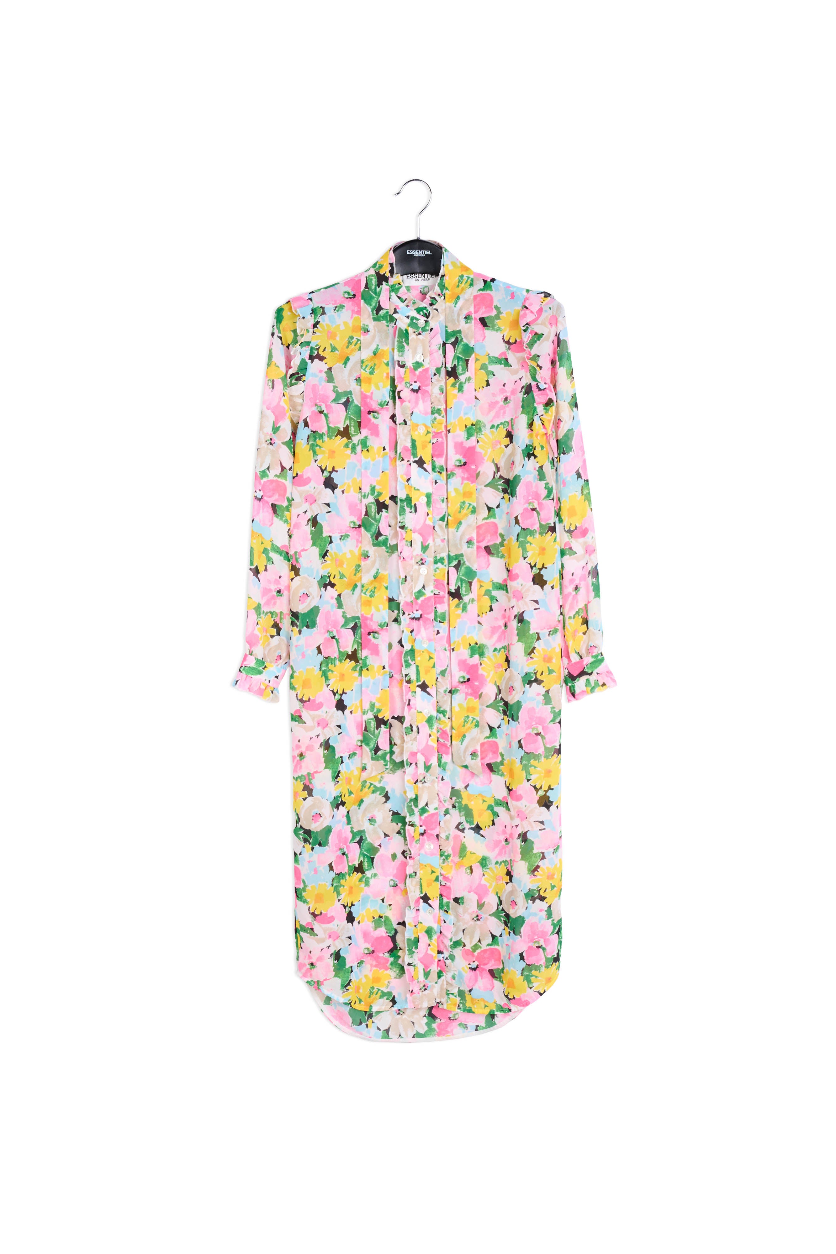 Colorful floral ruffle-detailed shirt dress RE—SSENTIEL | Essentiel second hand
