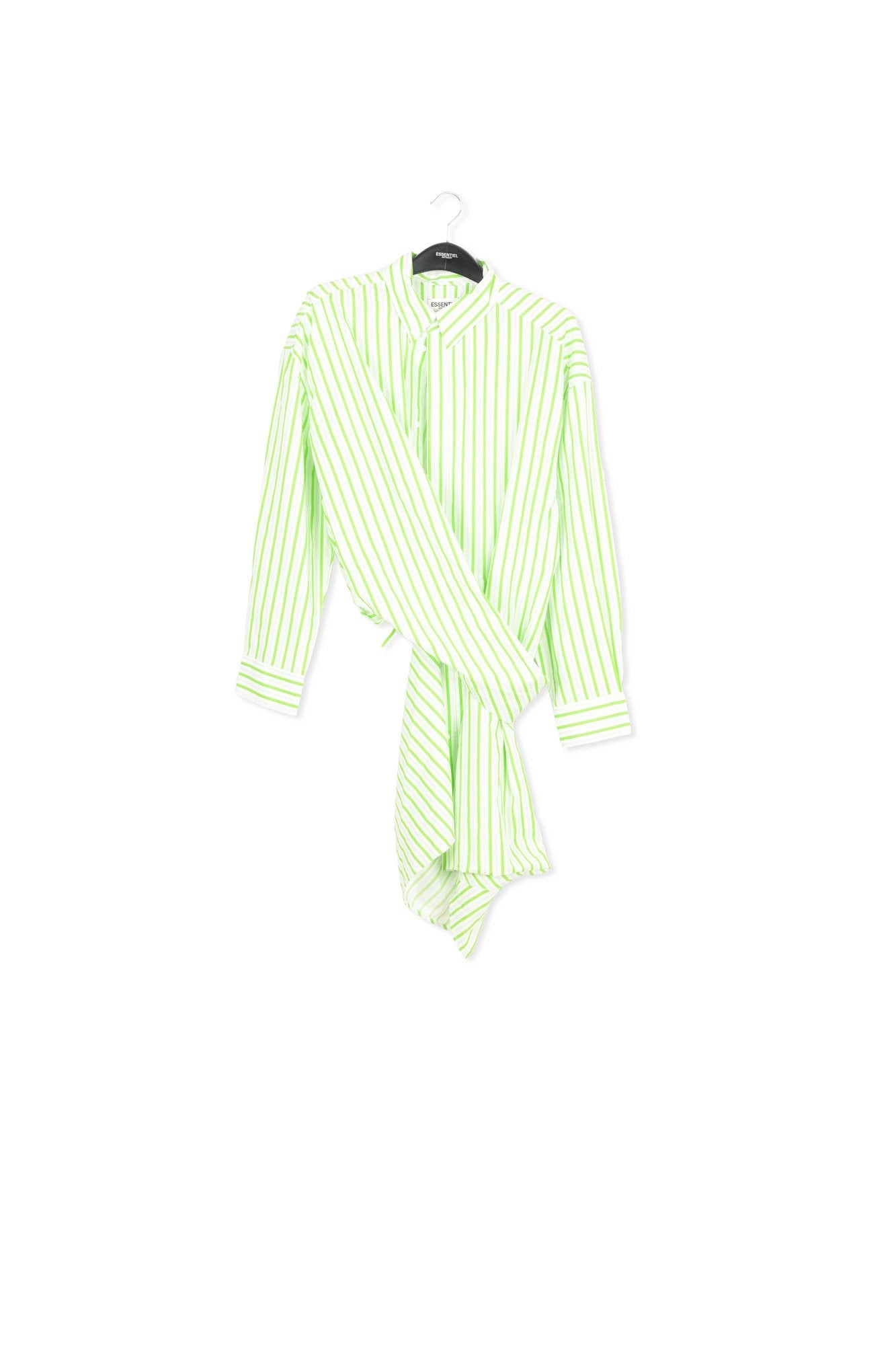 White and green striped cotton mini dress RE—SSENTIEL | Essentiel second hand