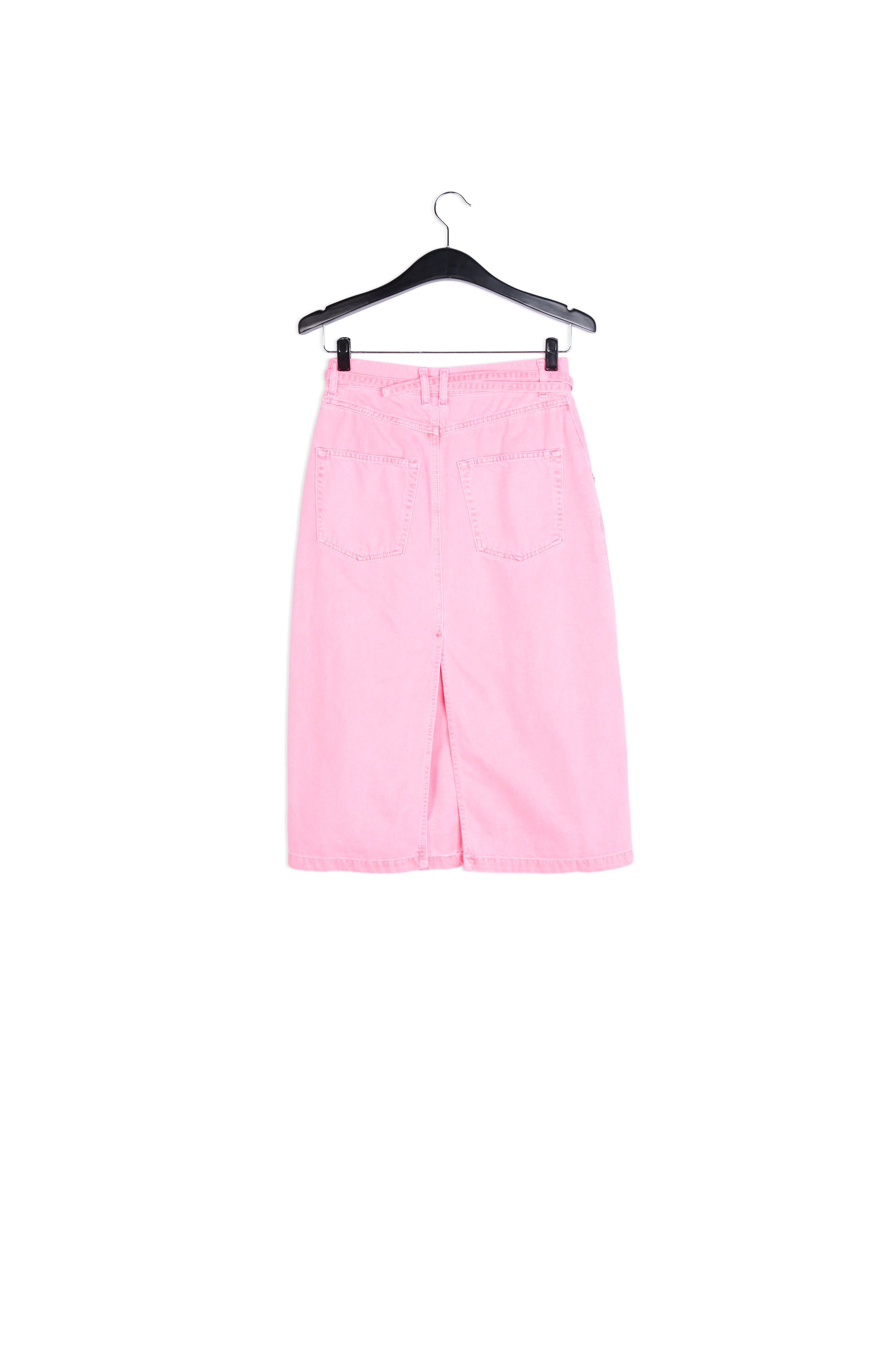 Neon pink high-waisted denim a-line skirt RE—SSENTIEL | Essentiel second hand