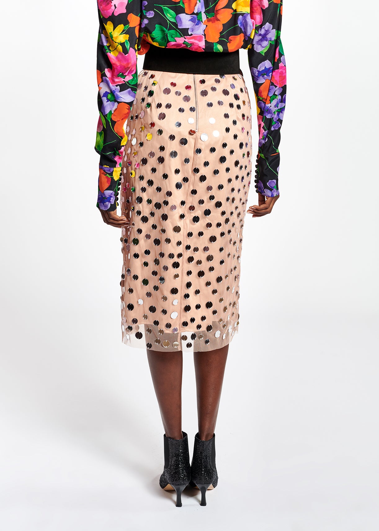 Peach mirror-embellished midi skirt RE—SSENTIEL | Essentiel second hand