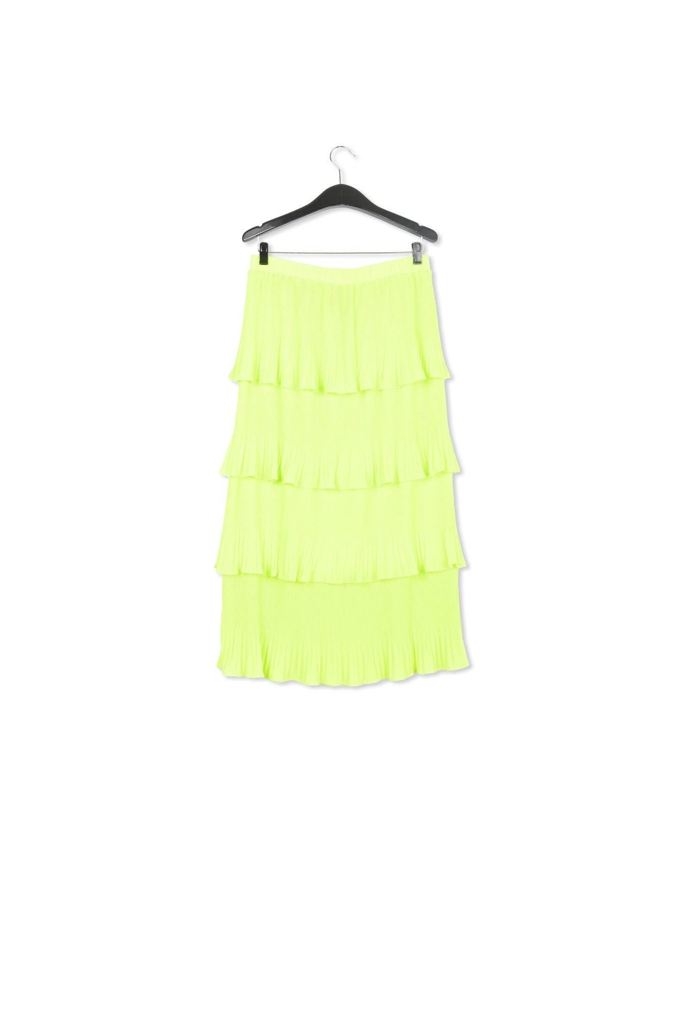 Neon yellow ruffled plissé midi-length skirt RE—SSENTIEL | Essentiel second hand