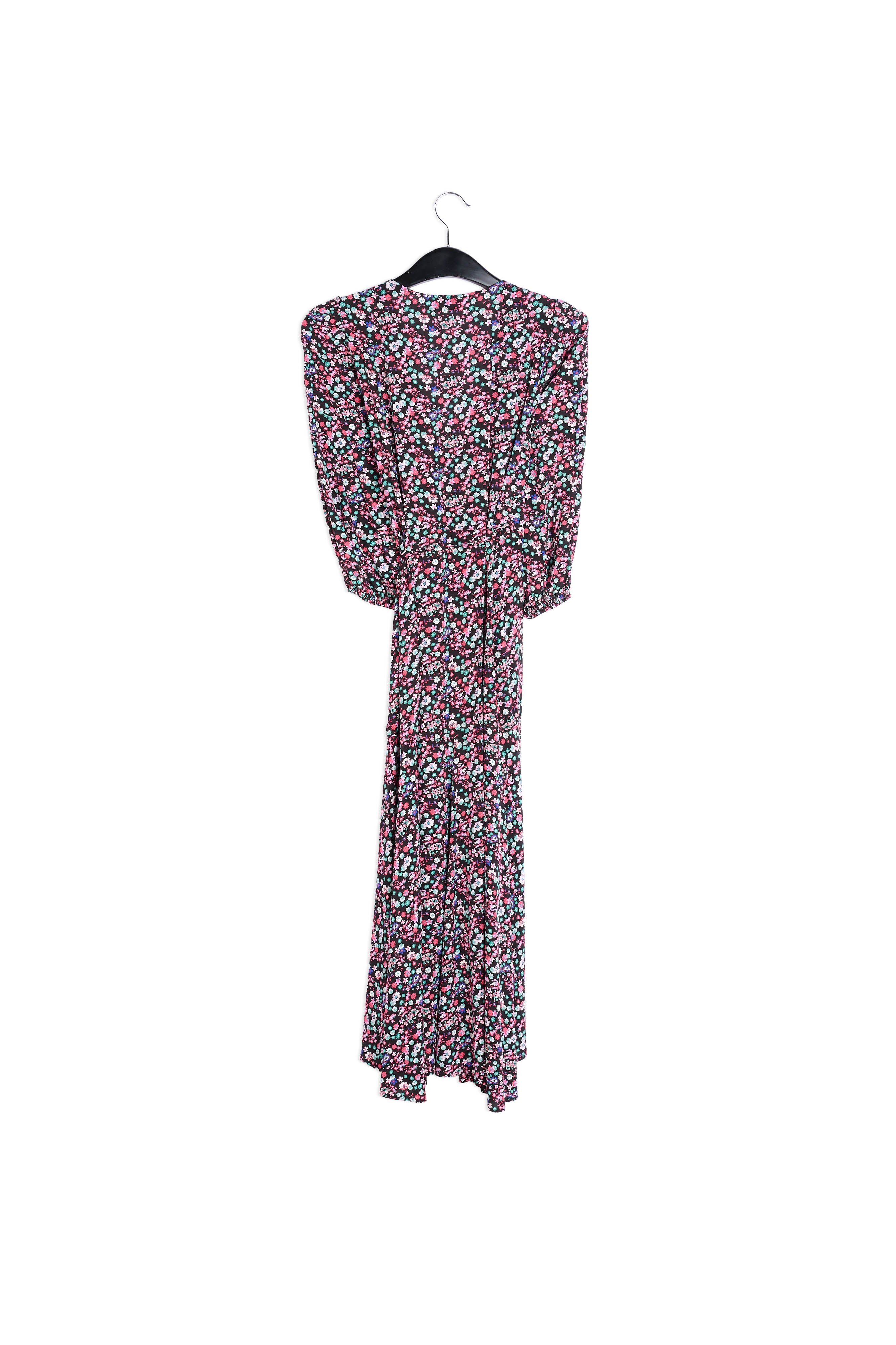 Robe maxi cache-cœur noire à imprimé floral RE—SSENTIEL | Essentiel second hand