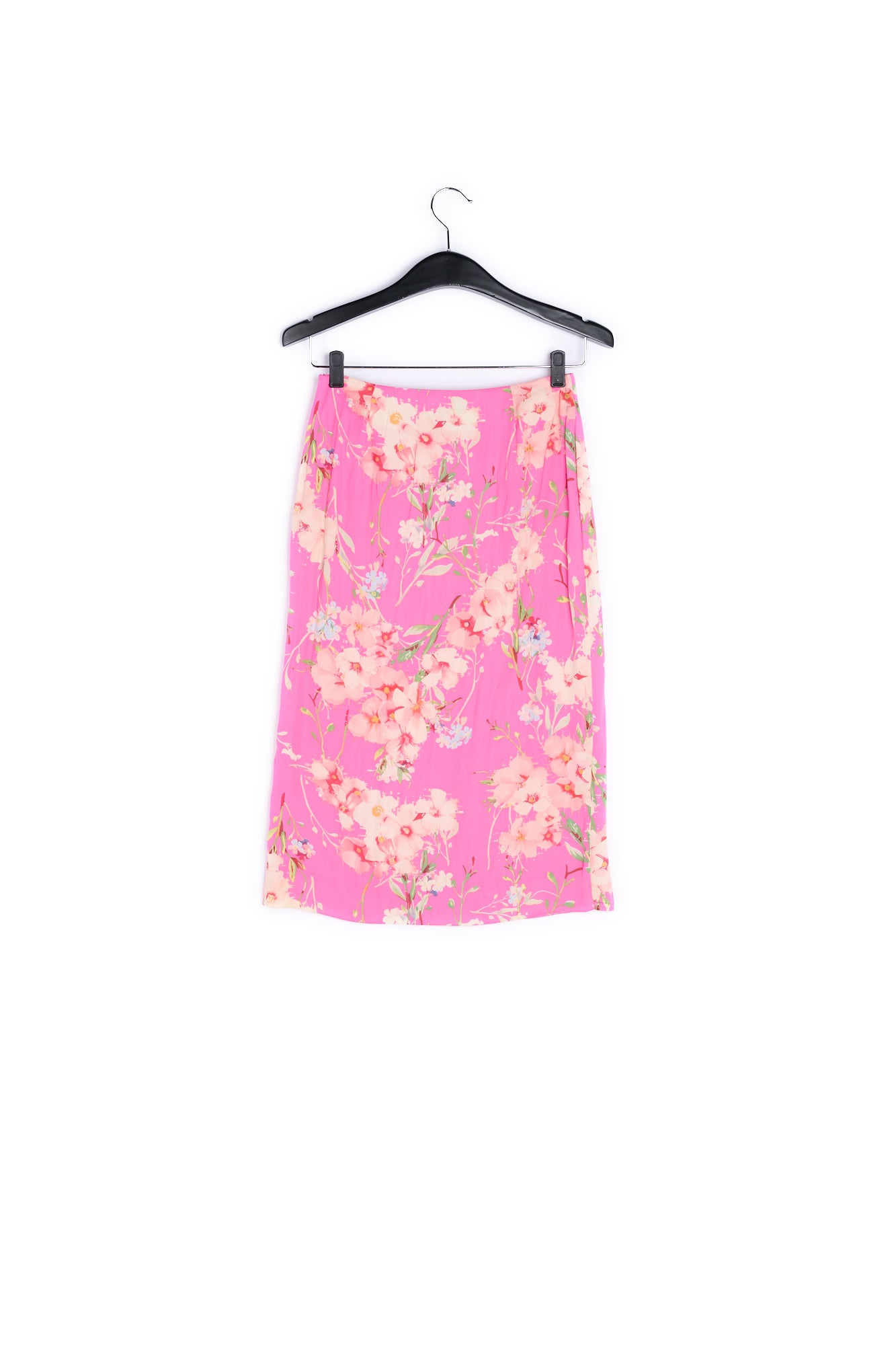 Pink floral skirt with swishy platted panel RE—SSENTIEL | Essentiel second hand