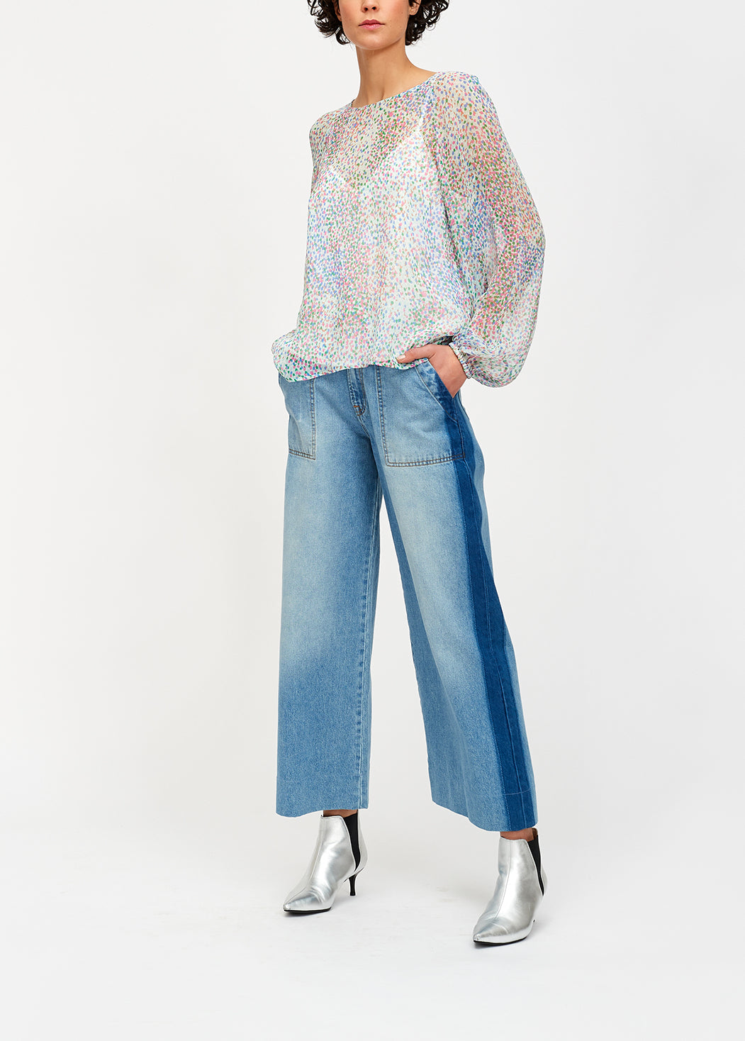 Light sheer silk top with dot print RE—SSENTIEL | Essentiel second hand
