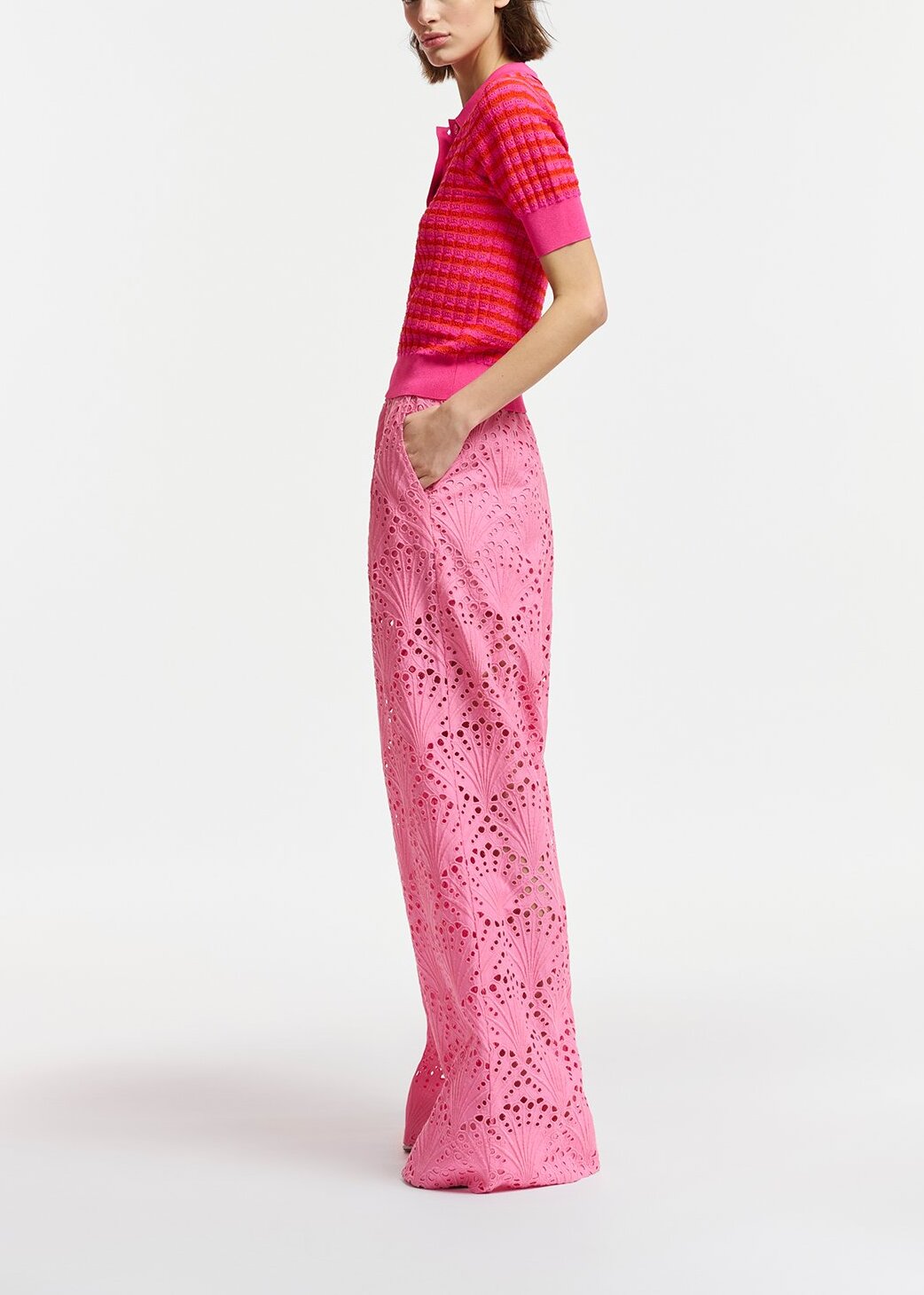 Roze en rood gestreepte polotop RE—SSENTIEL | Essentiel second hand