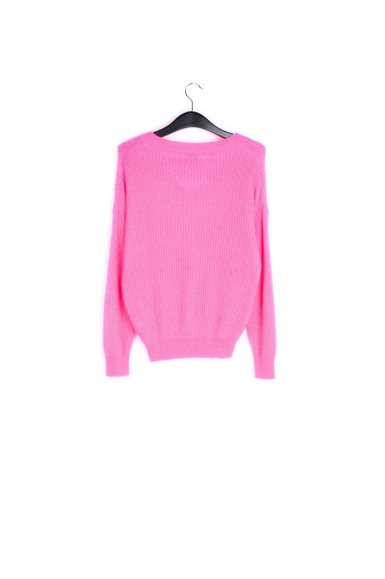 Fuchsia mohair blend v-neck sweater RE—SSENTIEL | Essentiel second hand