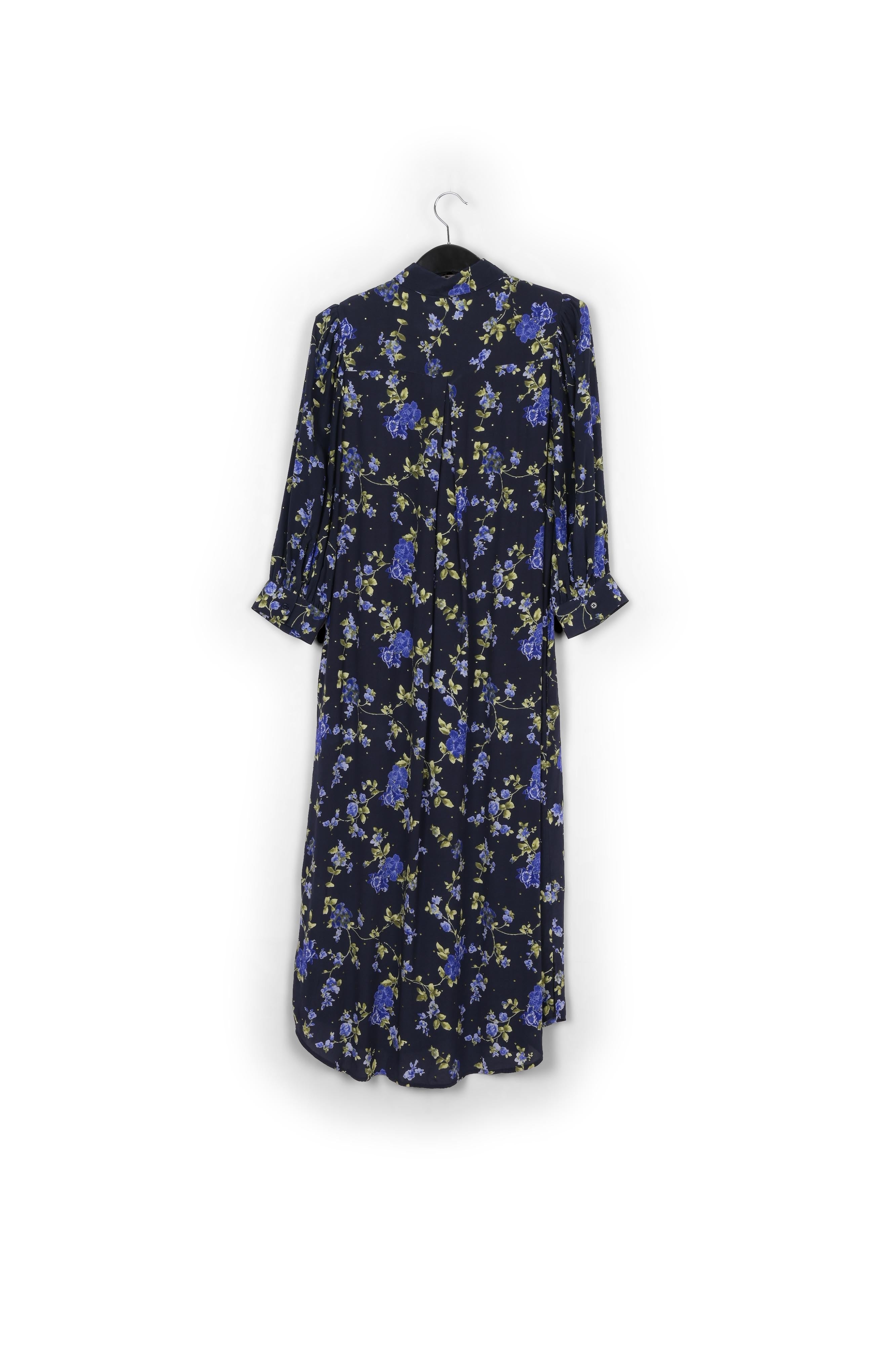 Dark blue floral print shirt dress RE—SSENTIEL | Essentiel second hand