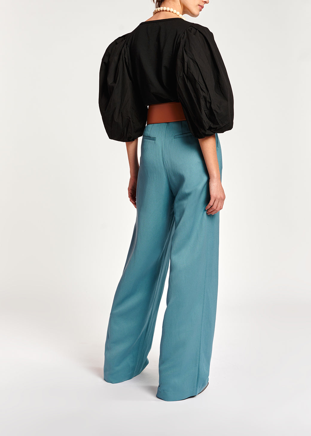 Black jersey T-shirt with cotton-poplin sleeves RE—SSENTIEL | Essentiel second hand