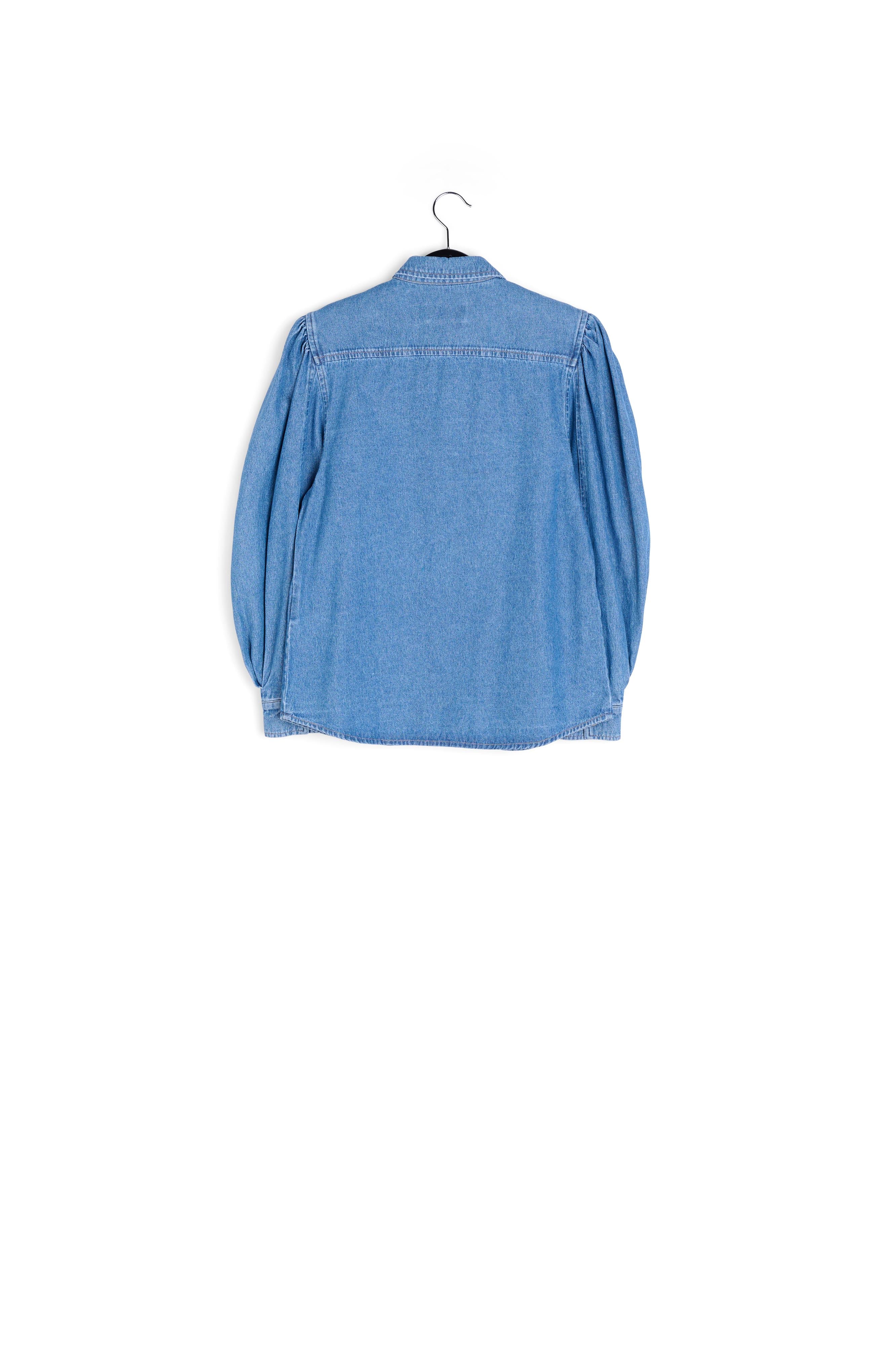 Blauw jeanshemd met pofmouwen RE—SSENTIEL | Essentiel second hand