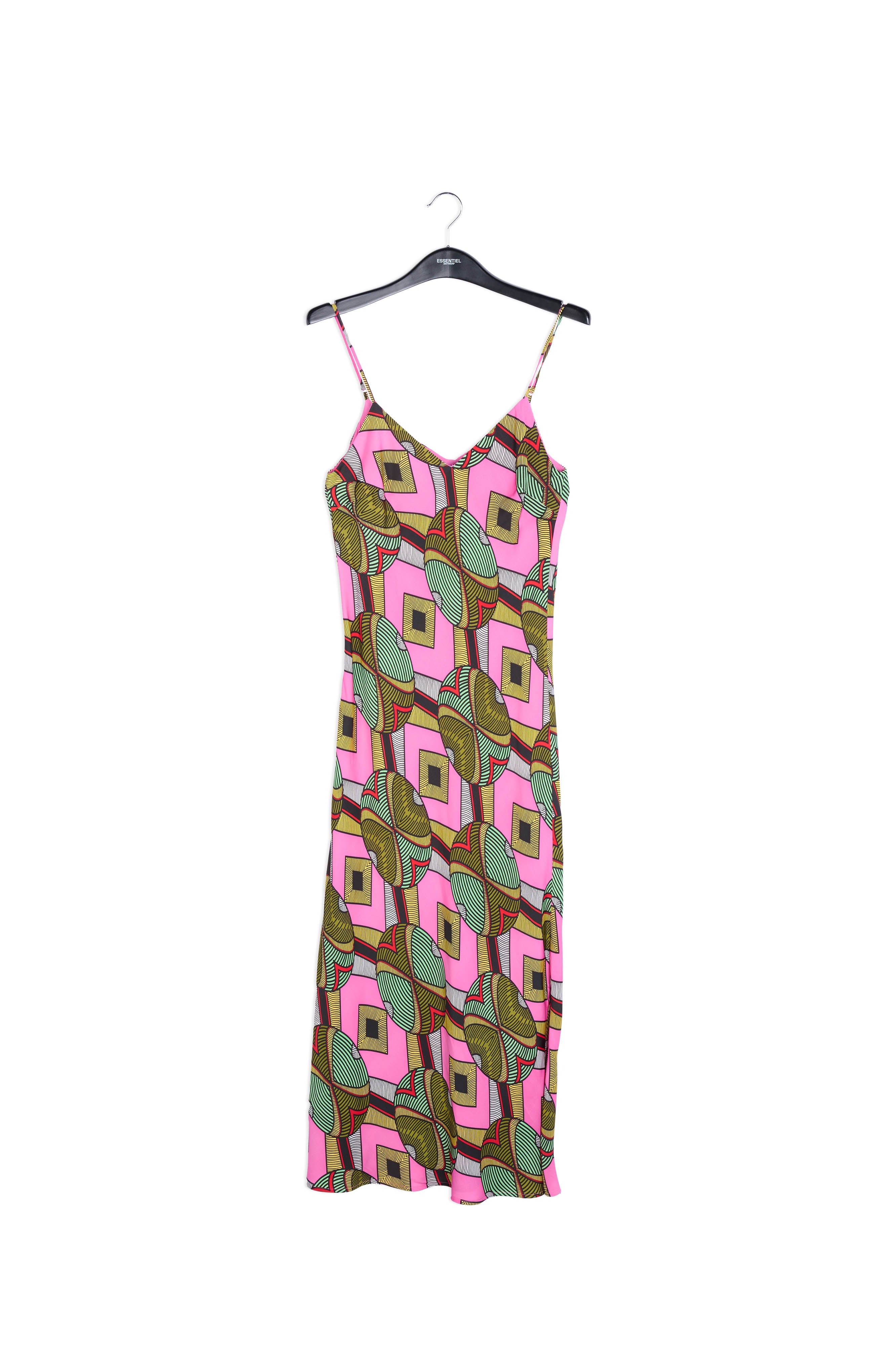 Multicolored graphic-print slip dress RE—SSENTIEL | Essentiel second hand