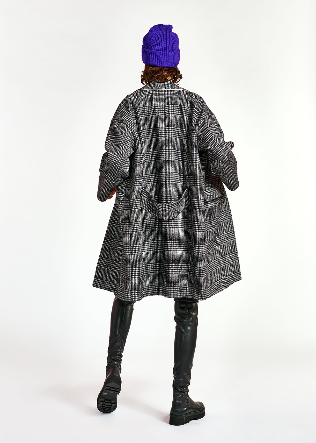 Manteau bleu et blanc en laine mélangée RE—SSENTIEL | Essentiel second hand