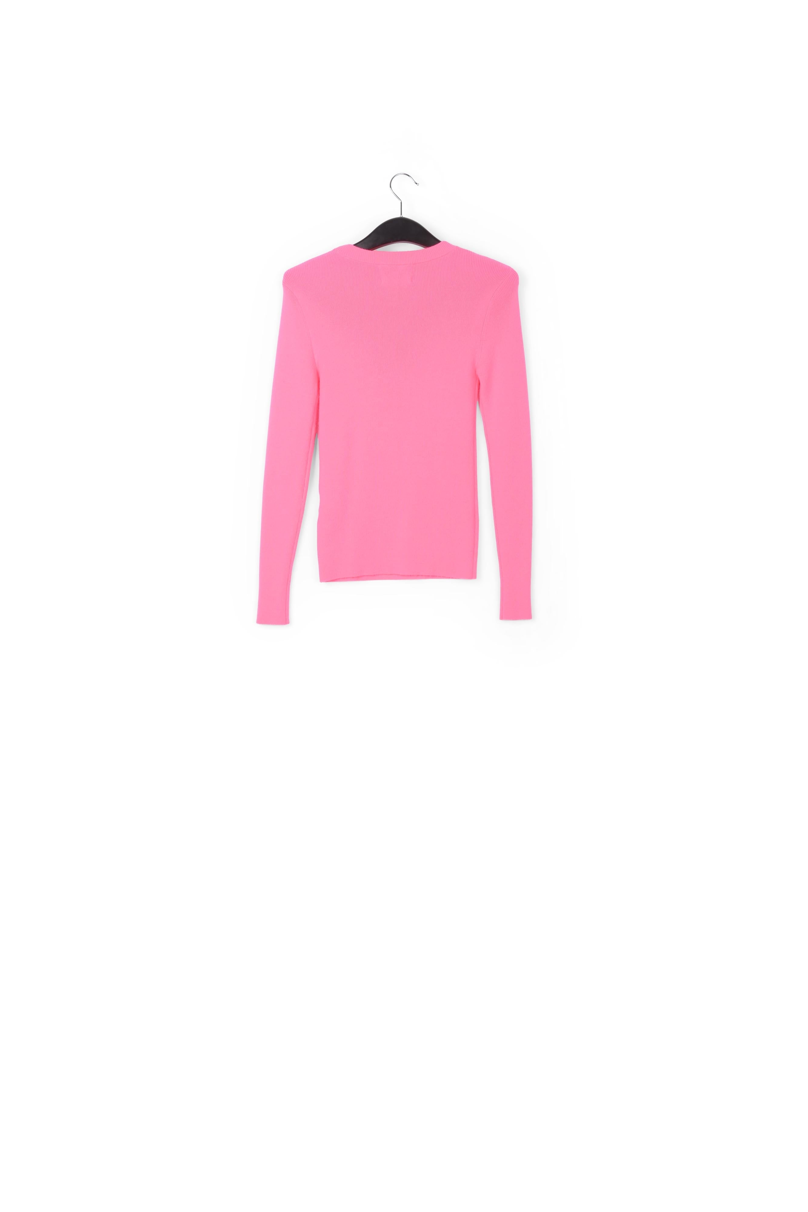 Pull rose néon en tricot côtelé RE—SSENTIEL | Essentiel second hand