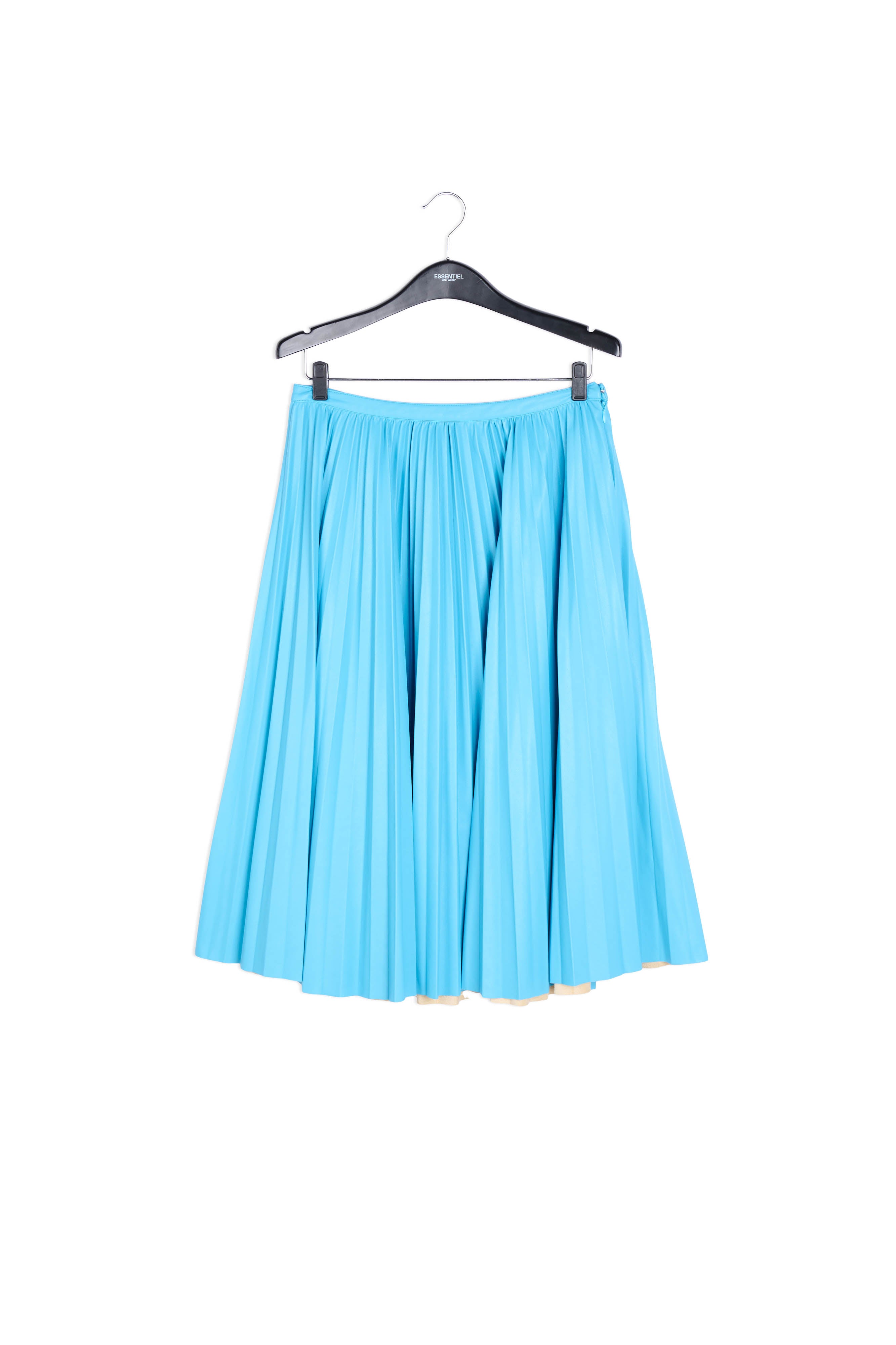 Blue faux leather plissé skirt RE—SSENTIEL | Essentiel second hand