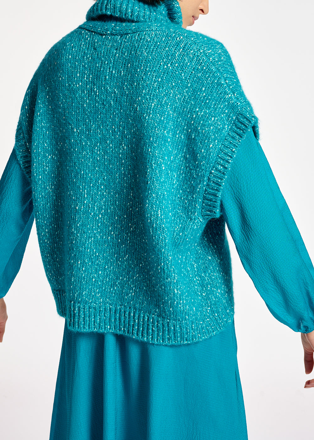 Pull sans manches bleu mêlé avec col amovible RE—SSENTIEL | Essentiel second hand