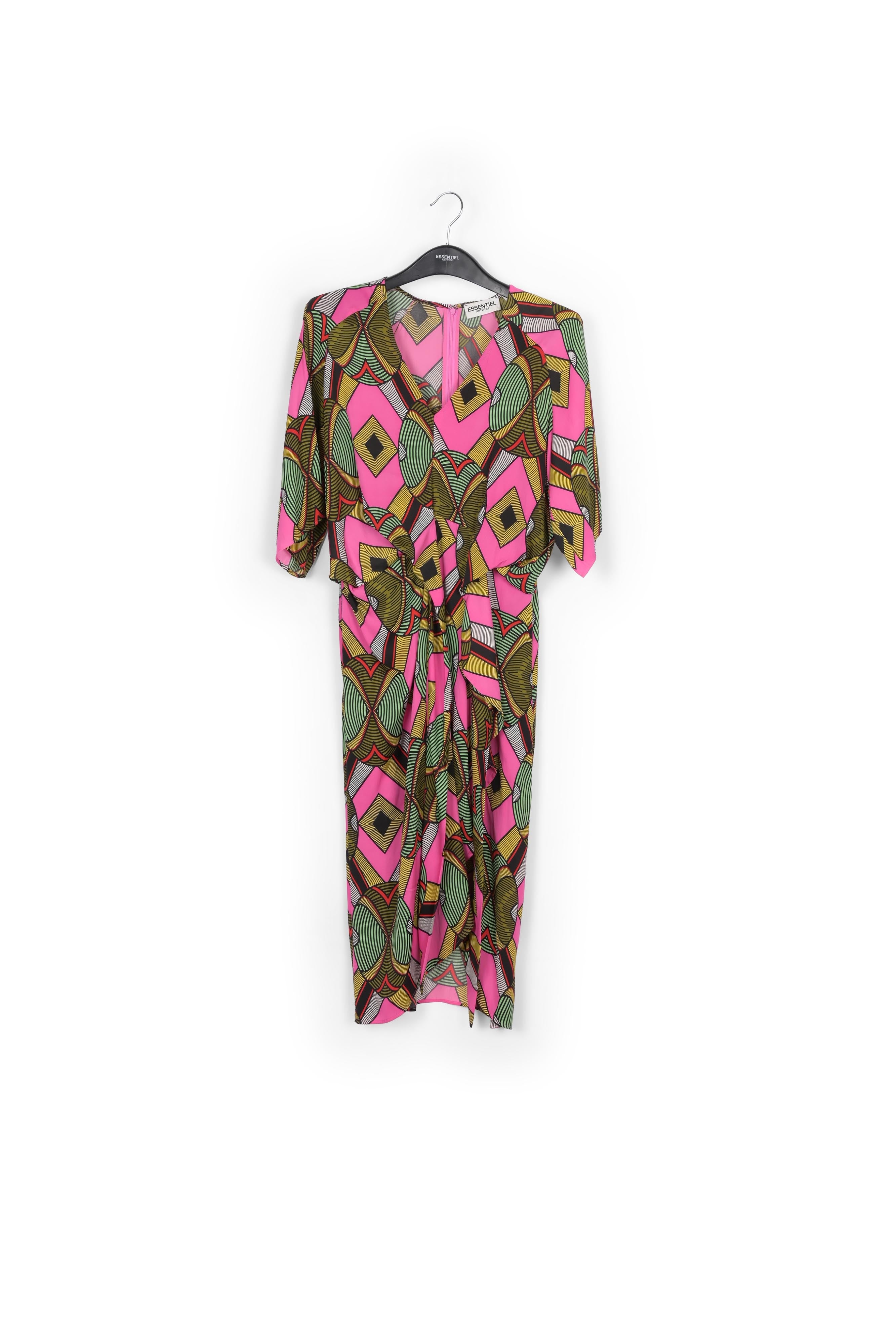 Multicolored graphic-print midi dress RE—SSENTIEL | Essentiel second hand