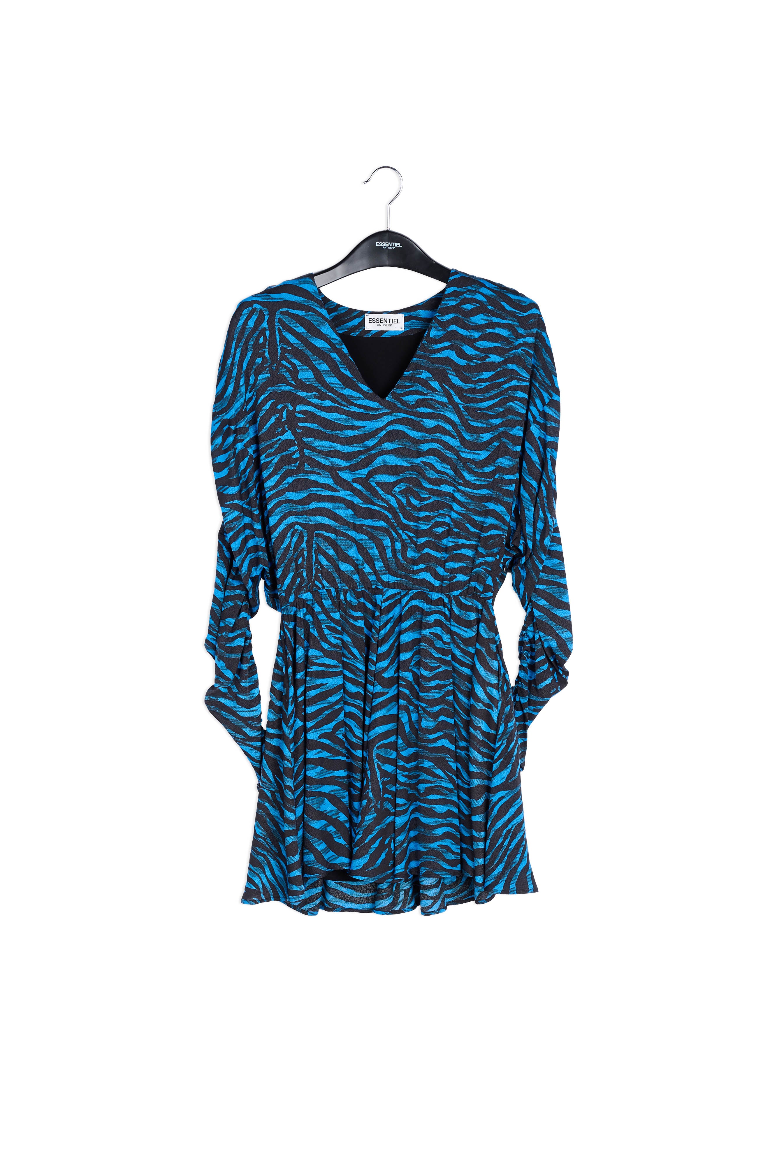 Turquoise and black zebra print mini dress RE—SSENTIEL | Essentiel second hand