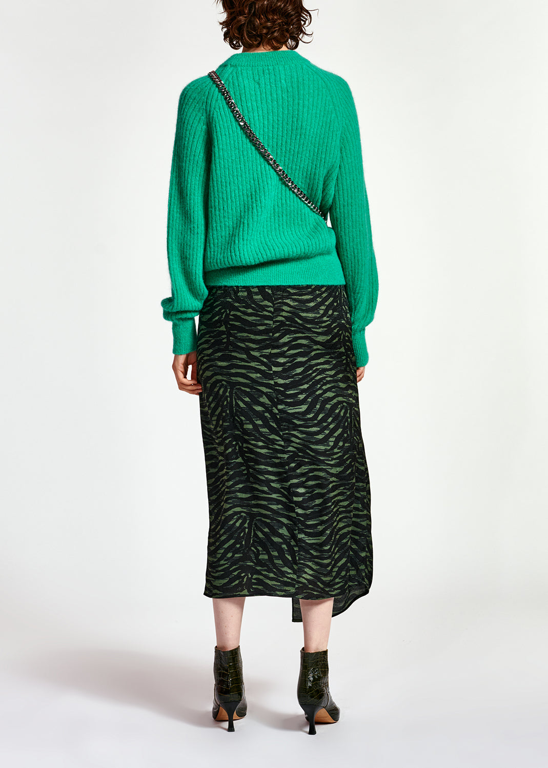 Khaki and black wrap effect long pencil skirt RE—SSENTIEL | Essentiel second hand